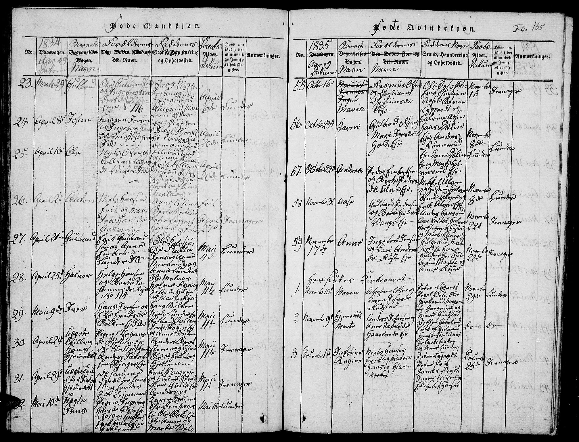 Jevnaker prestekontor, AV/SAH-PREST-116/H/Ha/Hab/L0001: Parish register (copy) no. 1, 1815-1837, p. 165