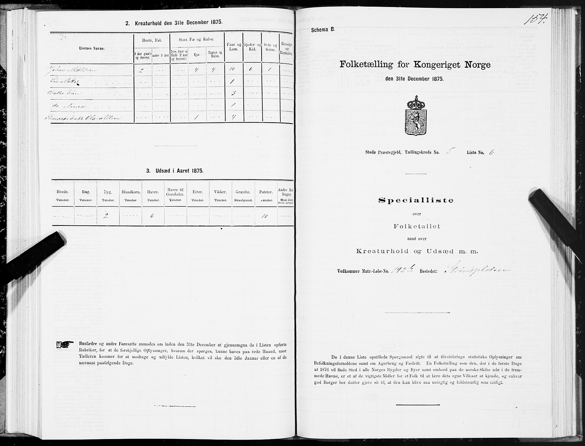 SAT, 1875 census for 1734P Stod, 1875, p. 4154