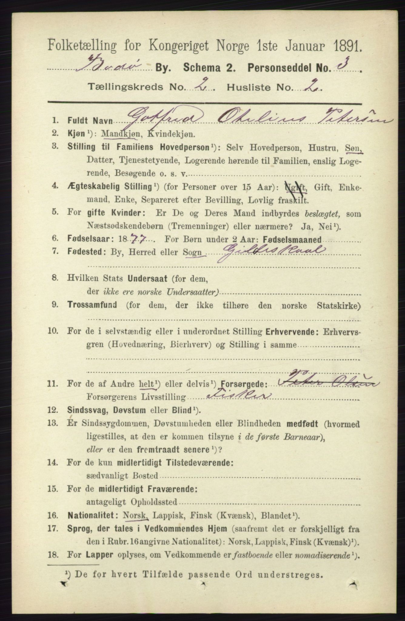 RA, 1891 census for 1804 Bodø, 1891, p. 997