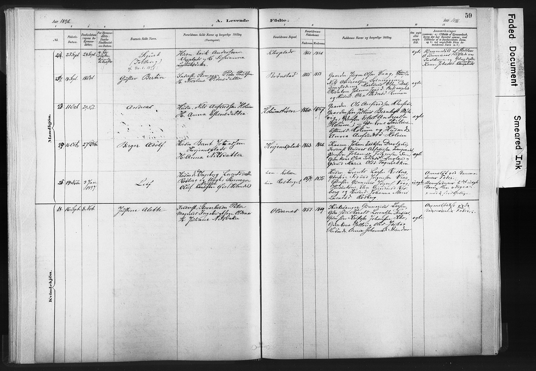 Ministerialprotokoller, klokkerbøker og fødselsregistre - Nord-Trøndelag, AV/SAT-A-1458/749/L0474: Parish register (official) no. 749A08, 1887-1903, p. 59