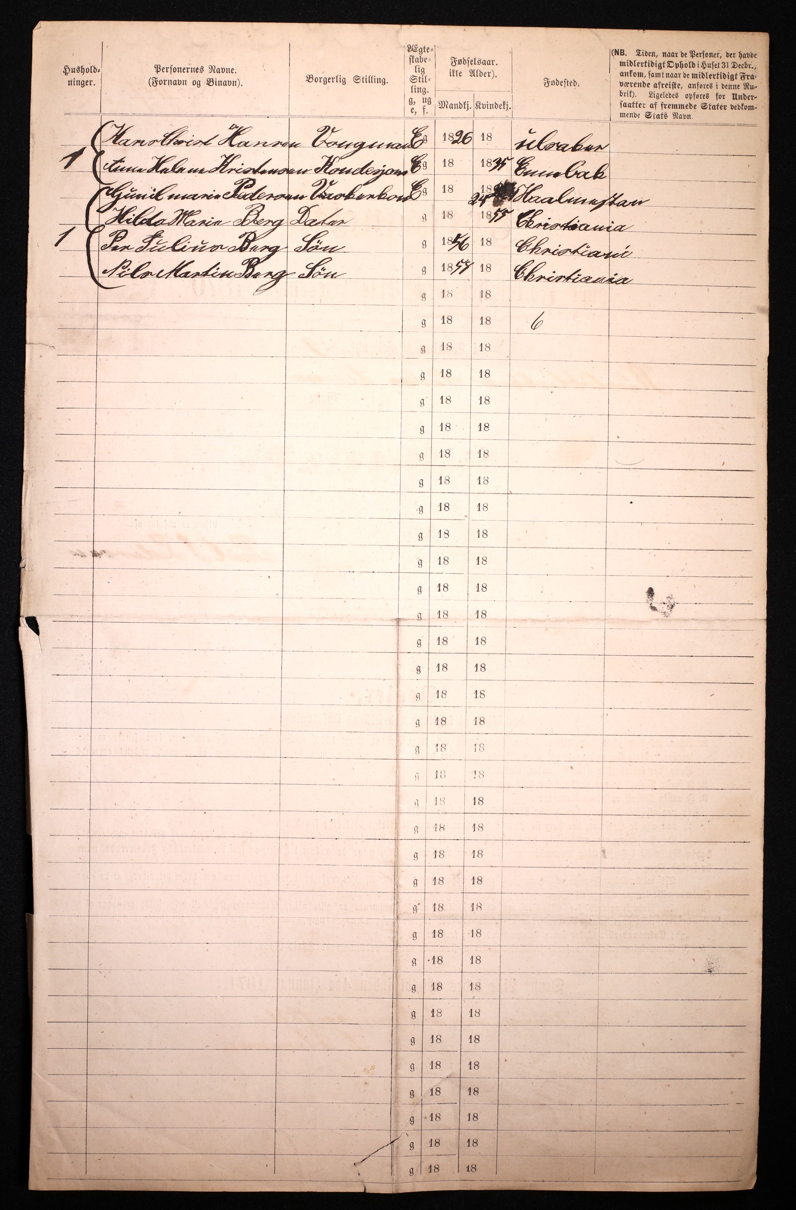 RA, 1870 census for 0301 Kristiania, 1870, p. 2927