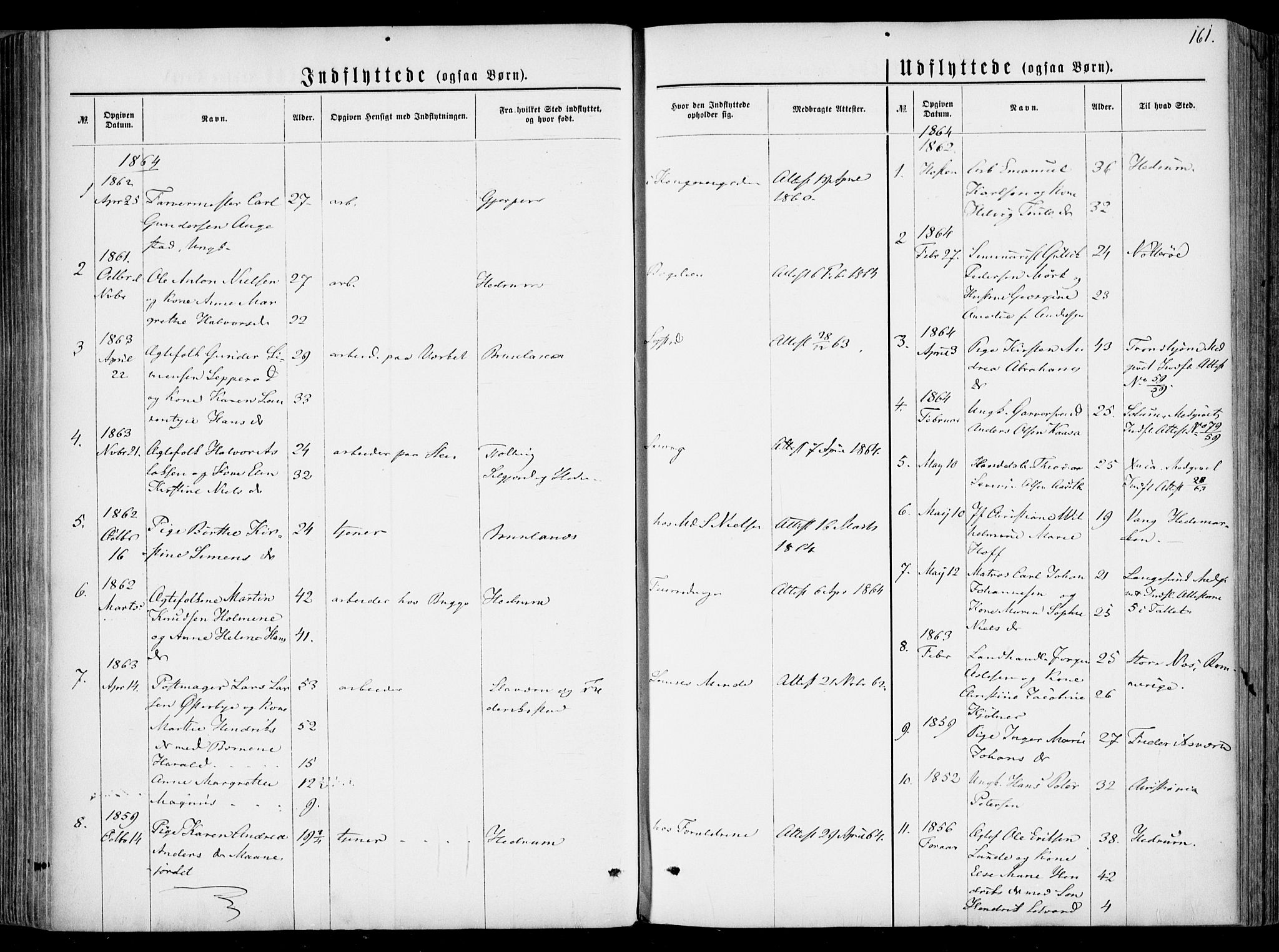 Larvik kirkebøker, SAKO/A-352/F/Fa/L0005: Parish register (official) no. I 5, 1856-1870, p. 161