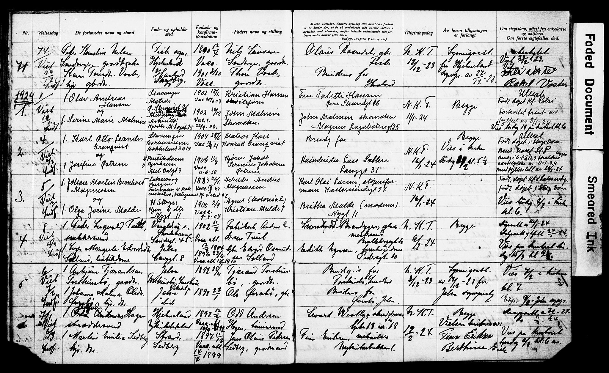 St. Petri sokneprestkontor, SAST/A-101813/001/70/705BA/L0006: Banns register no. 6, 1917-1932