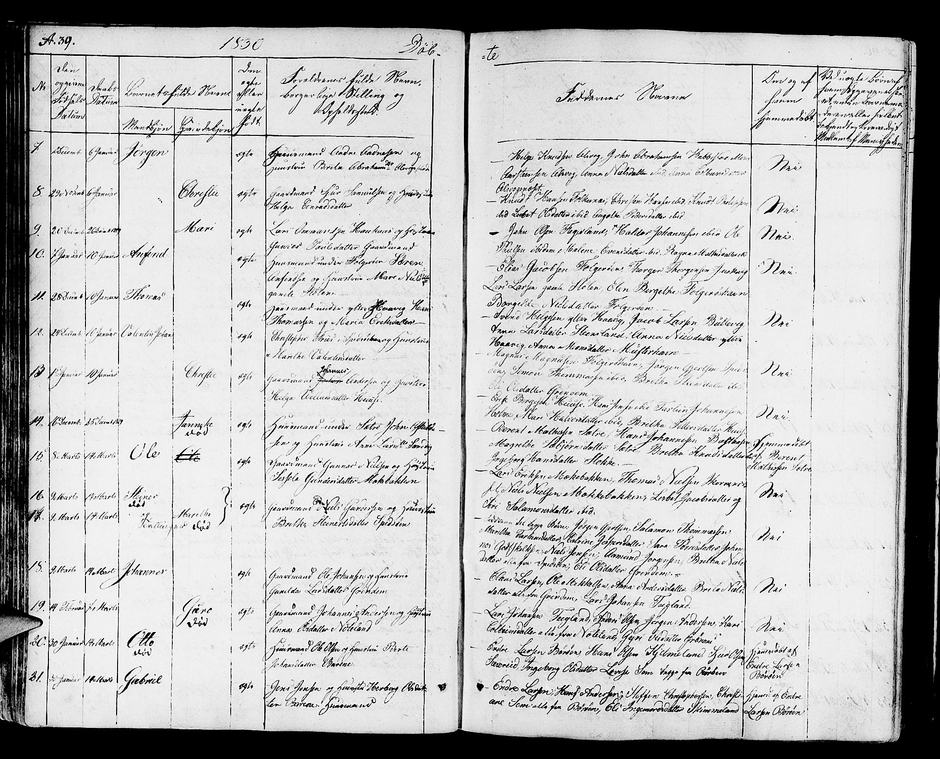 Finnås sokneprestembete, AV/SAB-A-99925/H/Ha/Haa/Haaa/L0005: Parish register (official) no. A 5, 1823-1835, p. 39