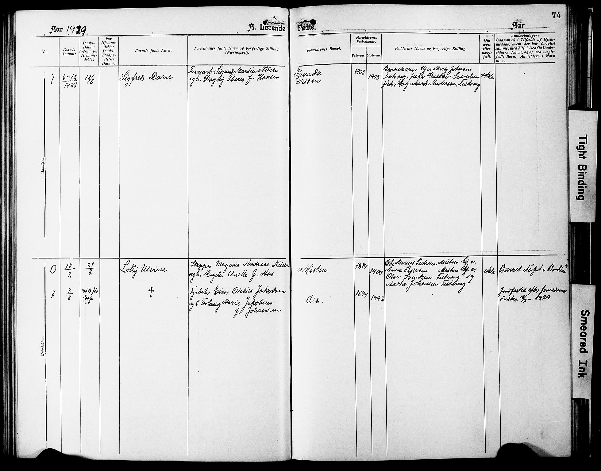 Ministerialprotokoller, klokkerbøker og fødselsregistre - Nordland, SAT/A-1459/803/L0077: Parish register (copy) no. 803C04, 1897-1930, p. 74