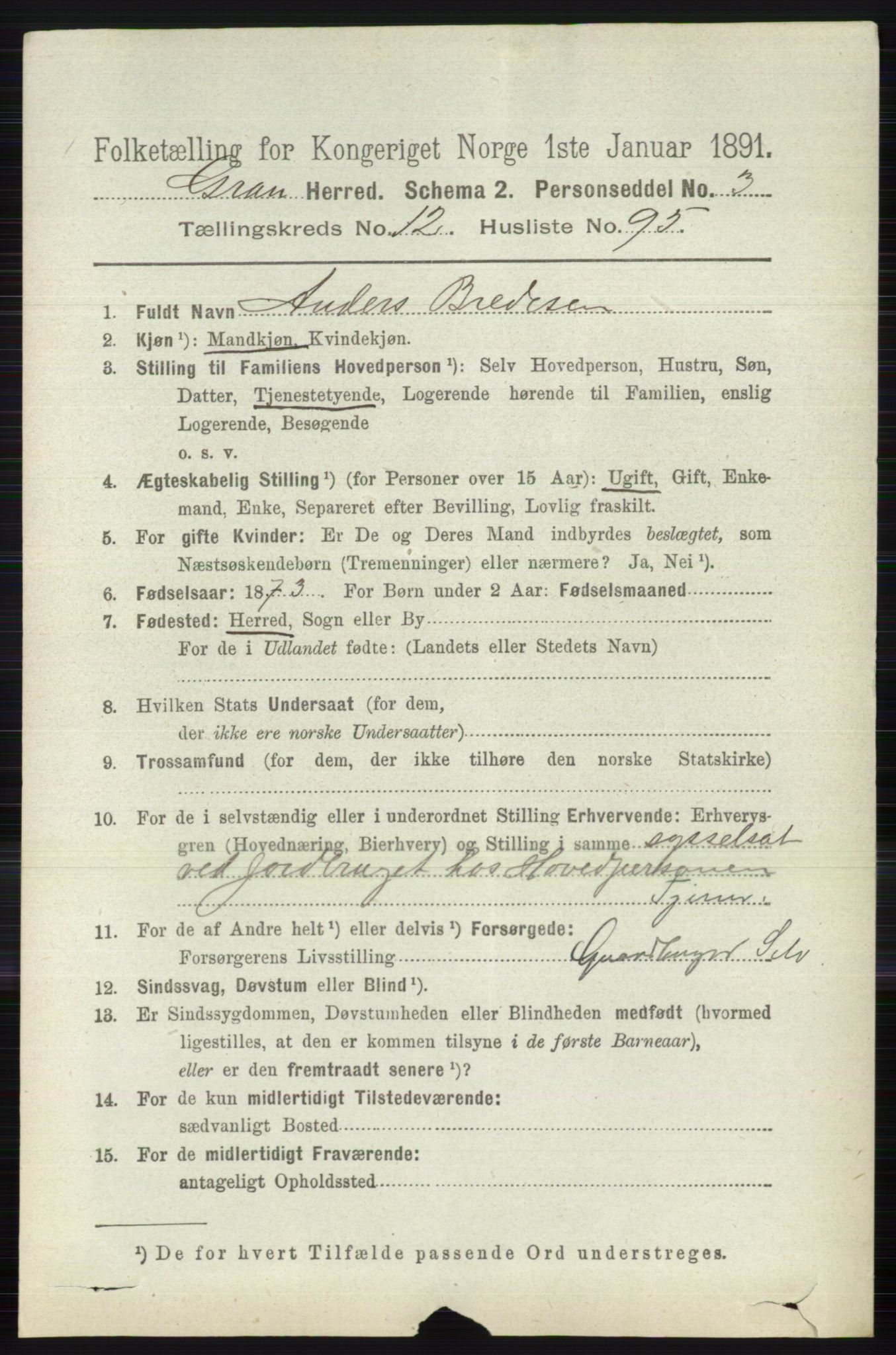 RA, 1891 census for 0534 Gran, 1891, p. 6775