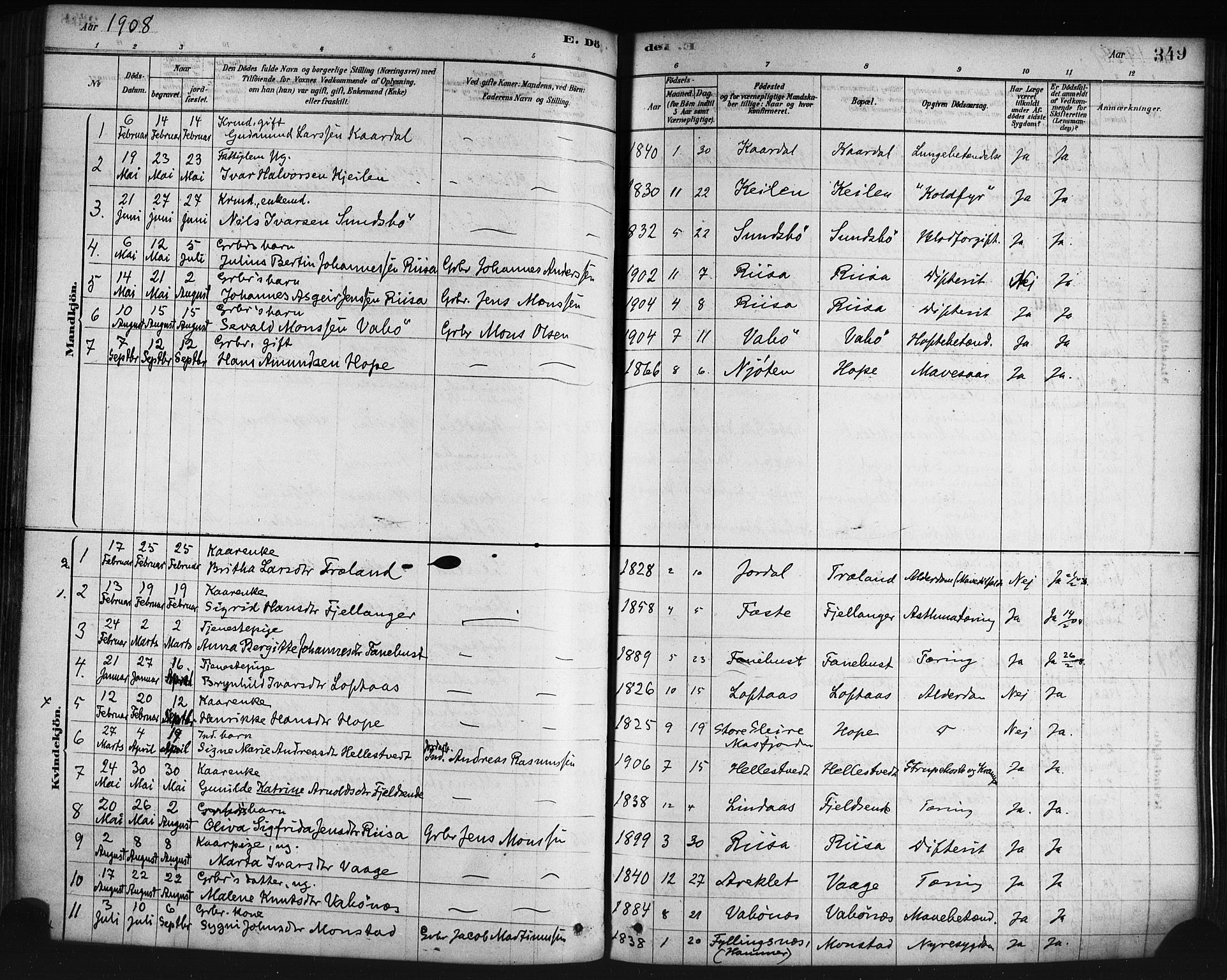 Lindås Sokneprestembete, AV/SAB-A-76701/H/Haa/Haaa/L0019: Parish register (official) no. A 19, 1878-1912, p. 349