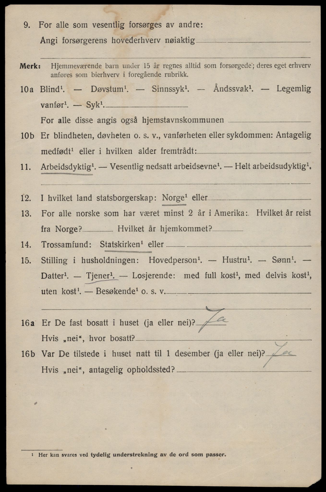 SAT, 1920 census for Trondheim, 1920, p. 119099