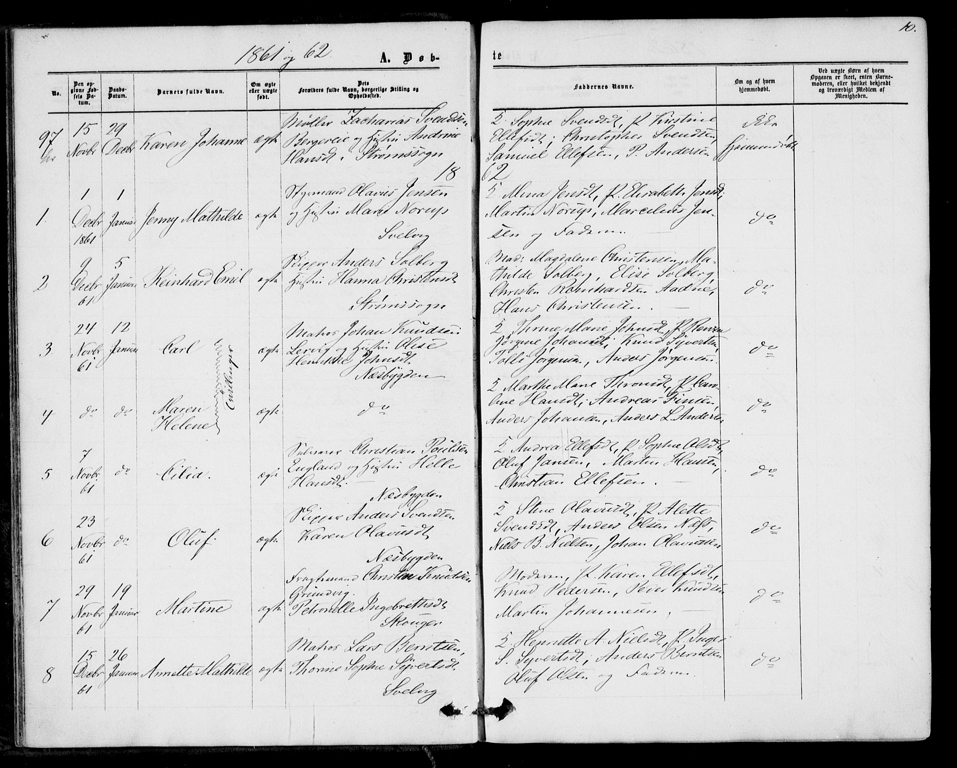 Strømm kirkebøker, AV/SAKO-A-322/F/Fa/L0001: Parish register (official) no. I 1, 1861-1869, p. 10