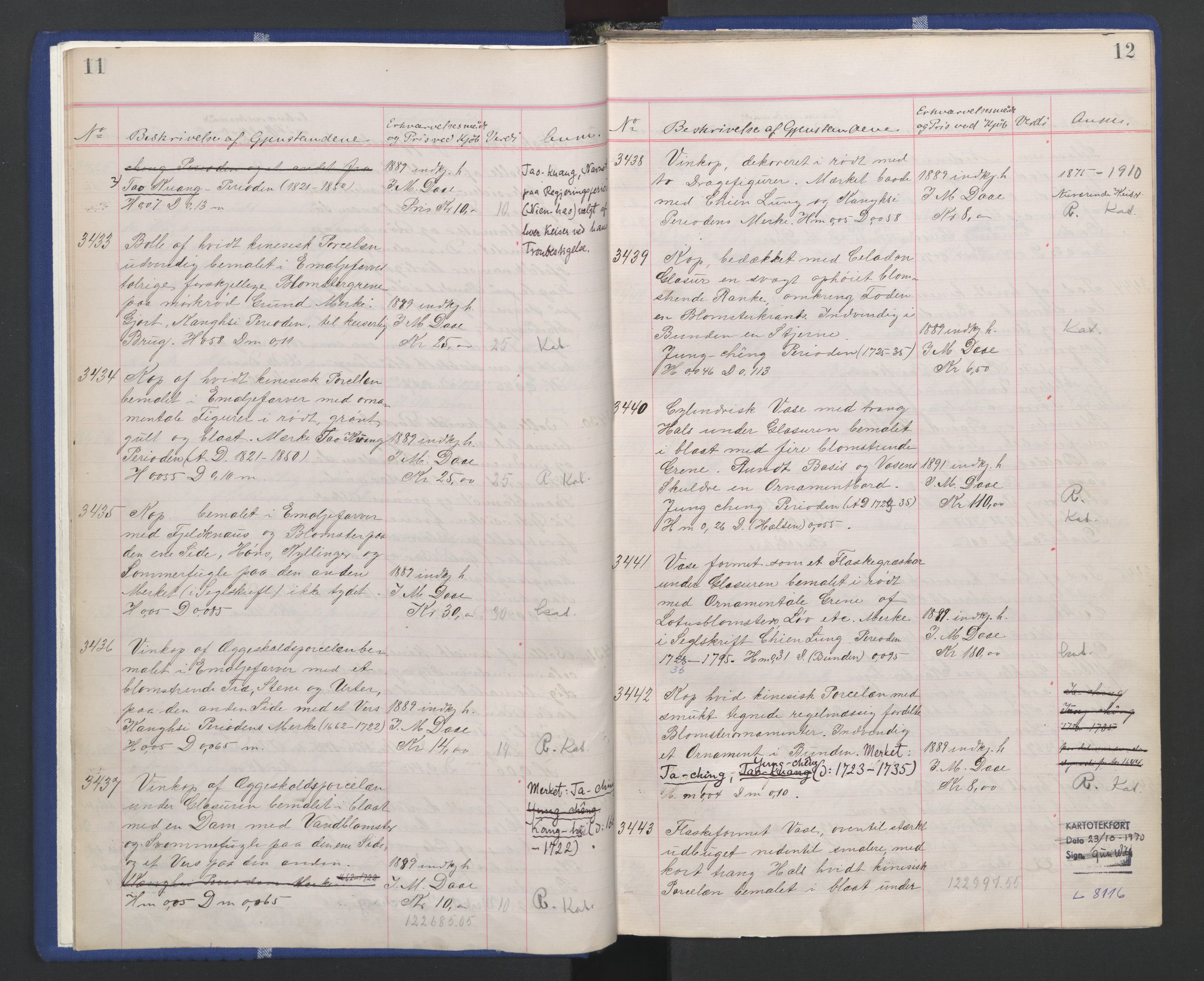 Kunstindustrimuseet i Oslo, NMFK/KIM-1001/A/Ae/L0003: Protokoll 3391-4609. Kunstindustrimuseets samlinger, 1889-1894, p. 10