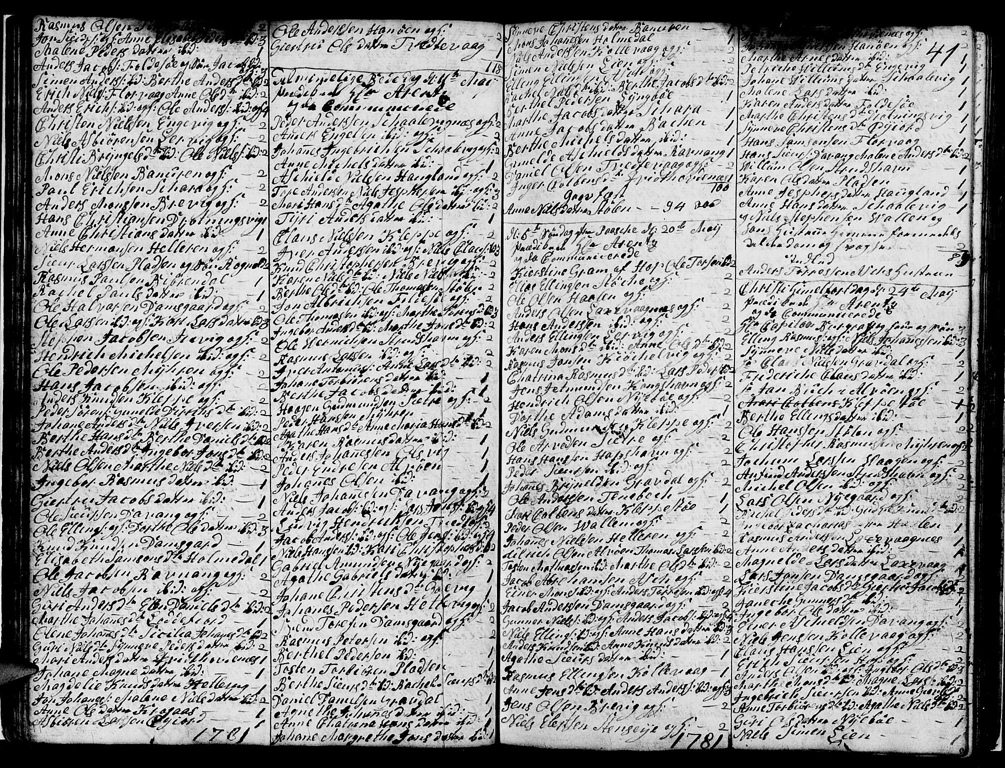 Askøy Sokneprestembete, SAB/A-74101/H/Ha/Hab/Haba/L0001: Parish register (copy) no. A 1, 1775-1792, p. 41