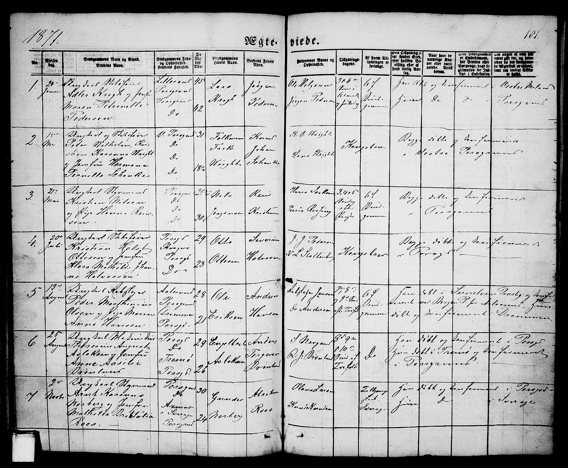 Porsgrunn kirkebøker , SAKO/A-104/G/Ga/L0002: Parish register (copy) no. I 2, 1847-1877, p. 181