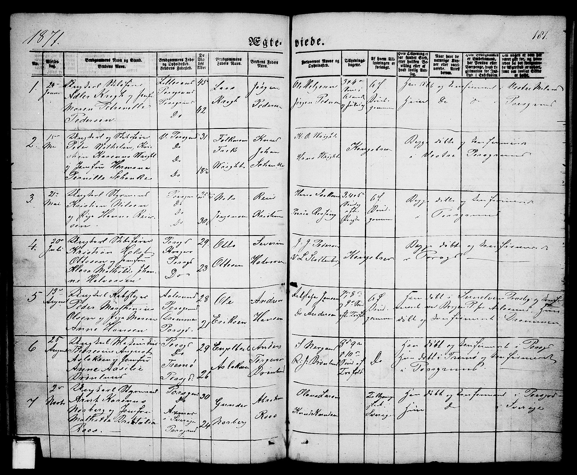 Porsgrunn kirkebøker , AV/SAKO-A-104/G/Ga/L0002: Parish register (copy) no. I 2, 1847-1877, p. 181