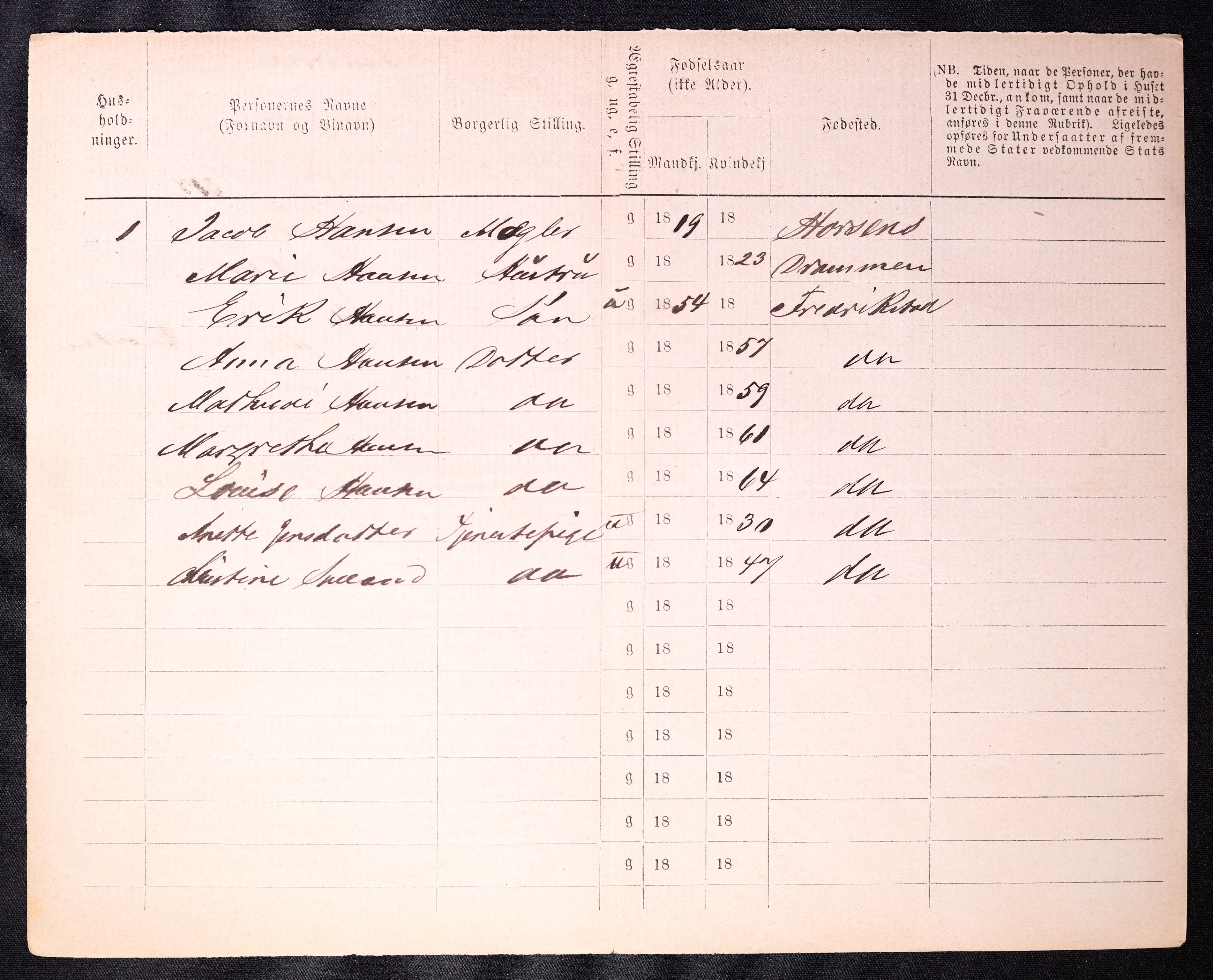 RA, 1870 census for 0103 Fredrikstad, 1870, p. 1032