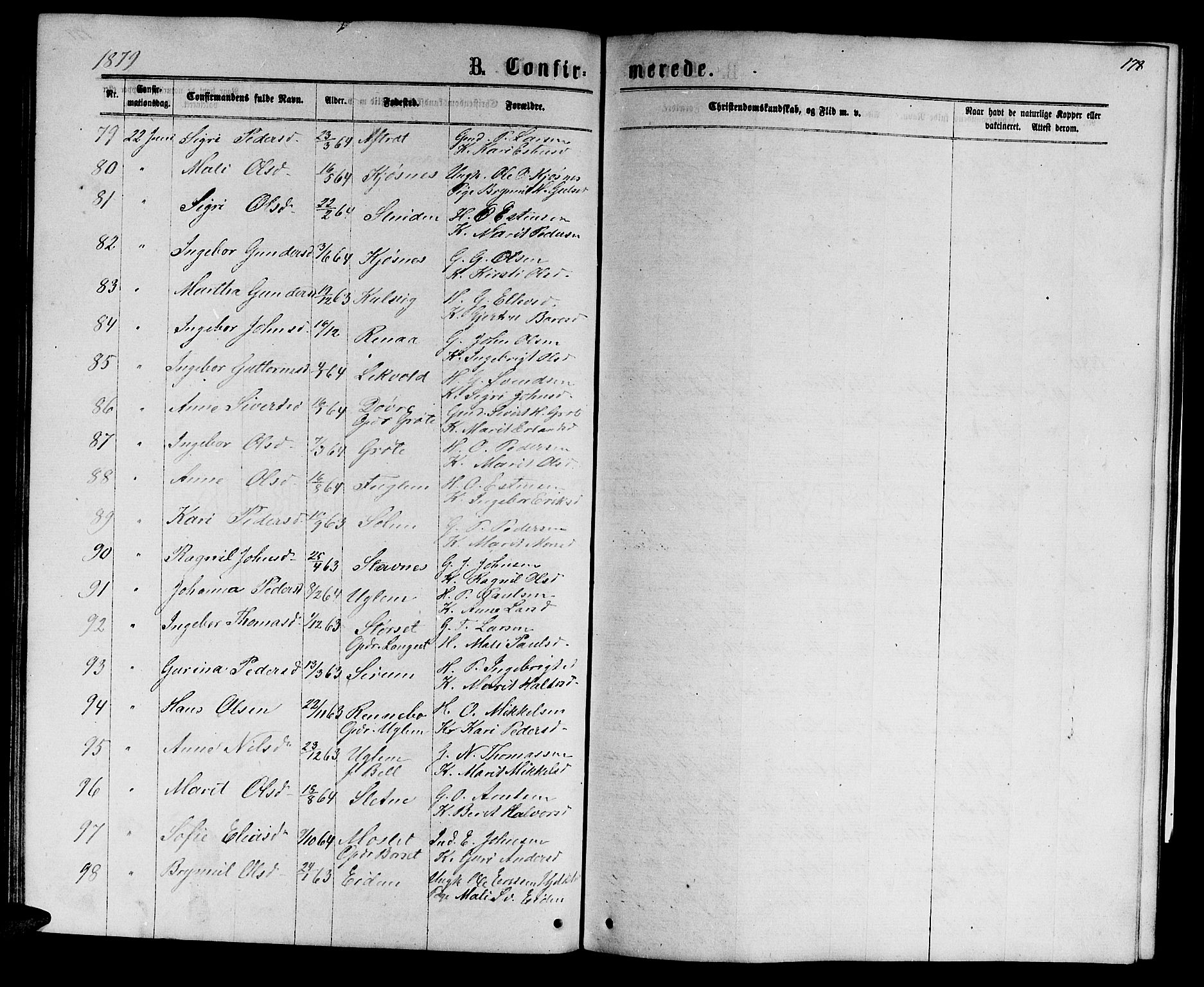 Ministerialprotokoller, klokkerbøker og fødselsregistre - Sør-Trøndelag, AV/SAT-A-1456/695/L1156: Parish register (copy) no. 695C07, 1869-1888, p. 178