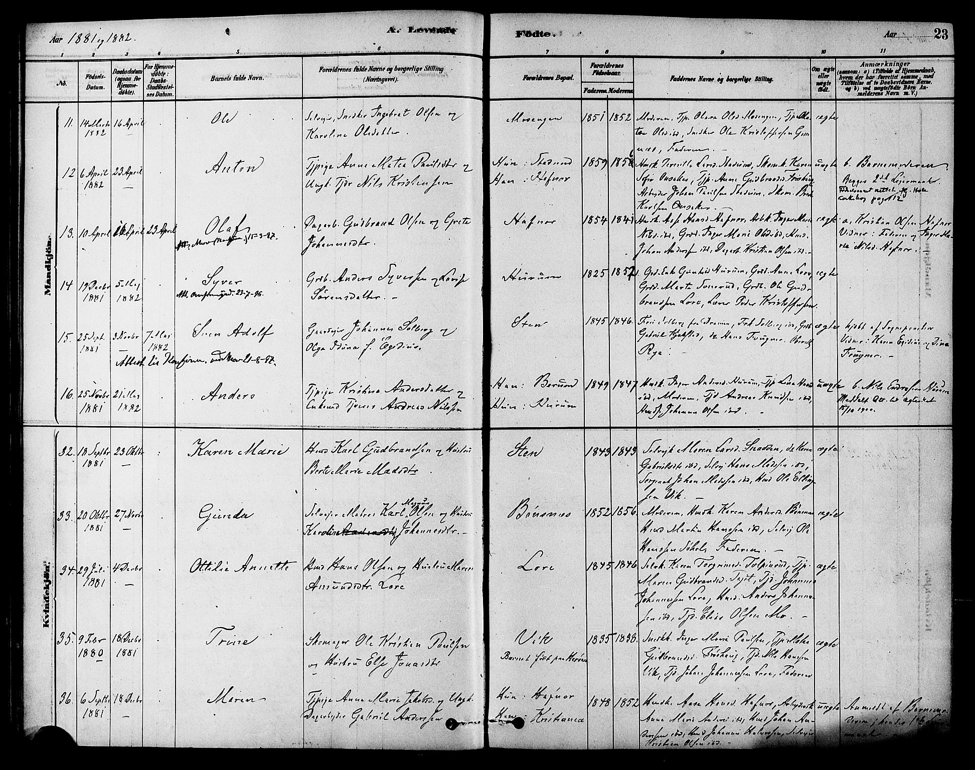 Hole kirkebøker, SAKO/A-228/F/Fa/L0008: Parish register (official) no. I 8, 1878-1891, p. 23