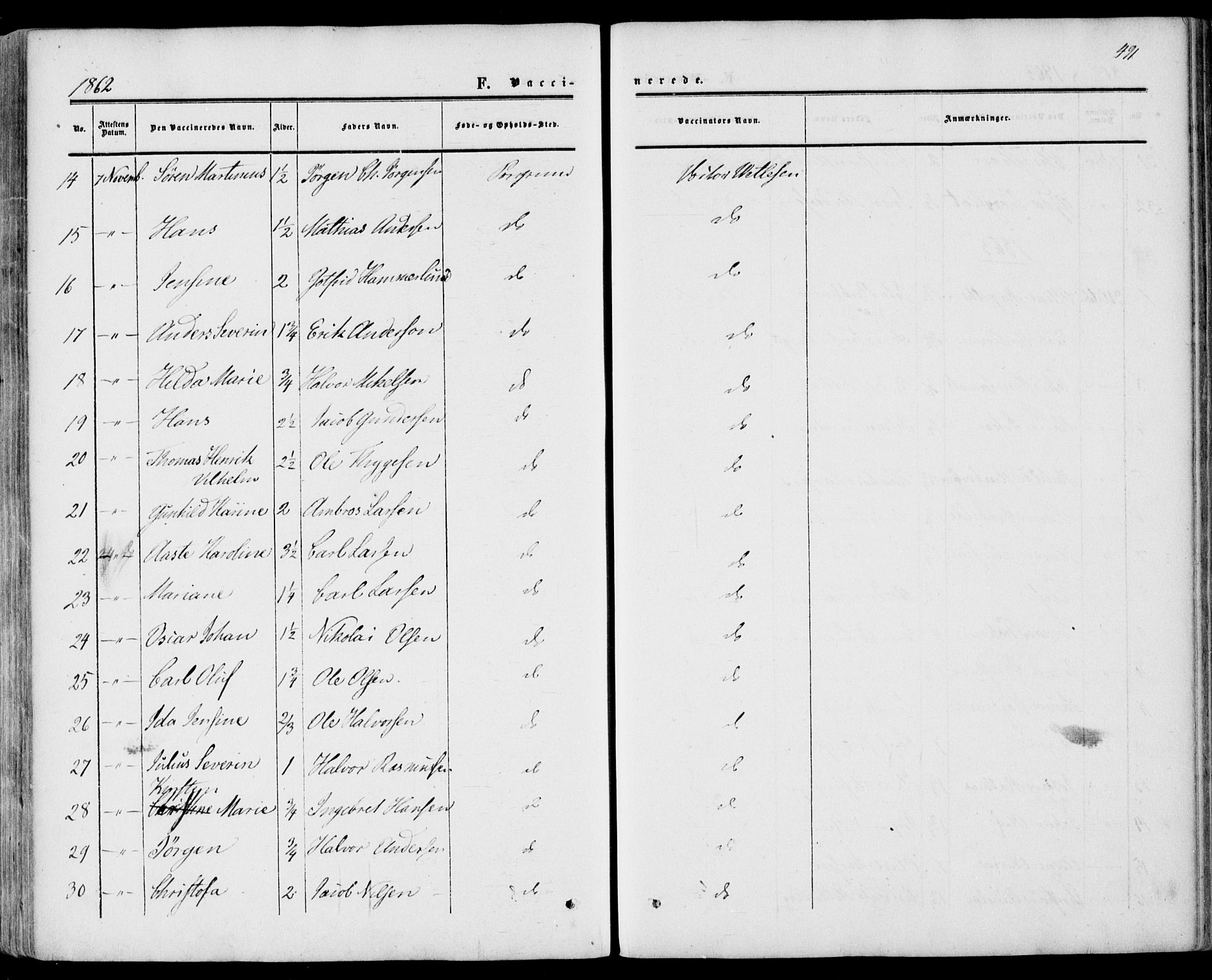 Porsgrunn kirkebøker , AV/SAKO-A-104/F/Fa/L0007: Parish register (official) no. 7, 1858-1877, p. 491