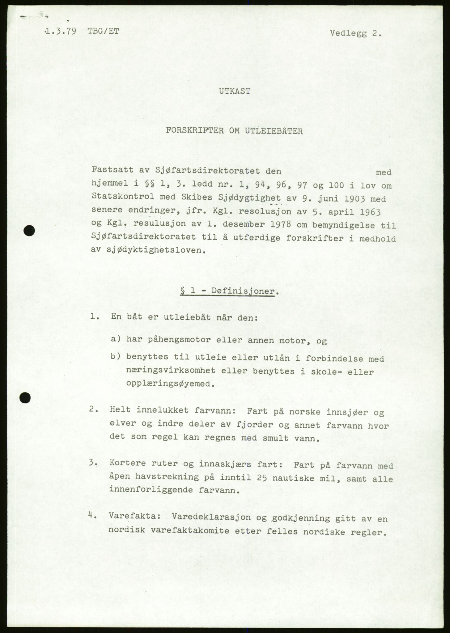 Sjøfartsdirektoratet med forløpere, generelt arkiv, AV/RA-S-1407/D/Du/Duc/L0642/0001: Skipskontrollen - Forskrifter / Forskrift om utleiebåter (2 mapper), 1978-1987, p. 251
