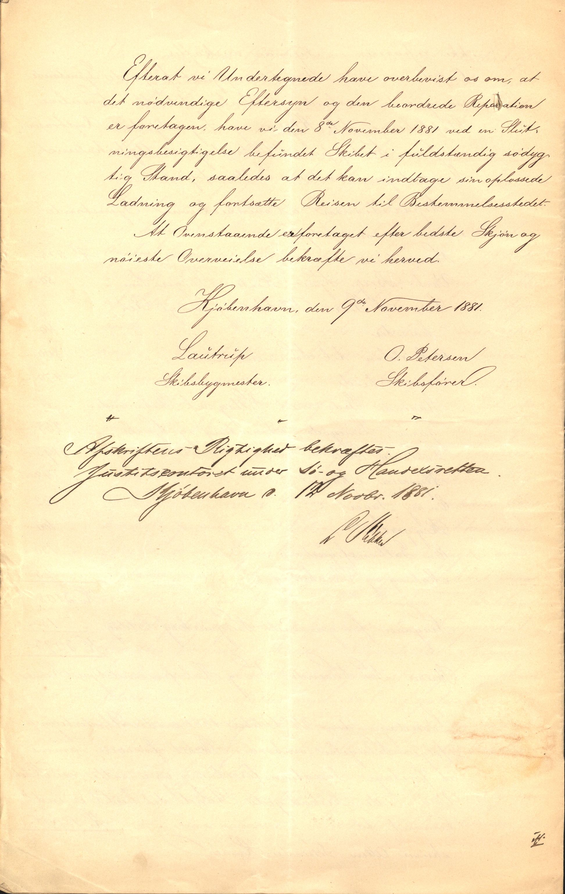 Pa 63 - Østlandske skibsassuranceforening, VEMU/A-1079/G/Ga/L0014/0004: Havaridokumenter / Bertrand, Frigga, Frank, Nordafjeld, 1881, p. 52