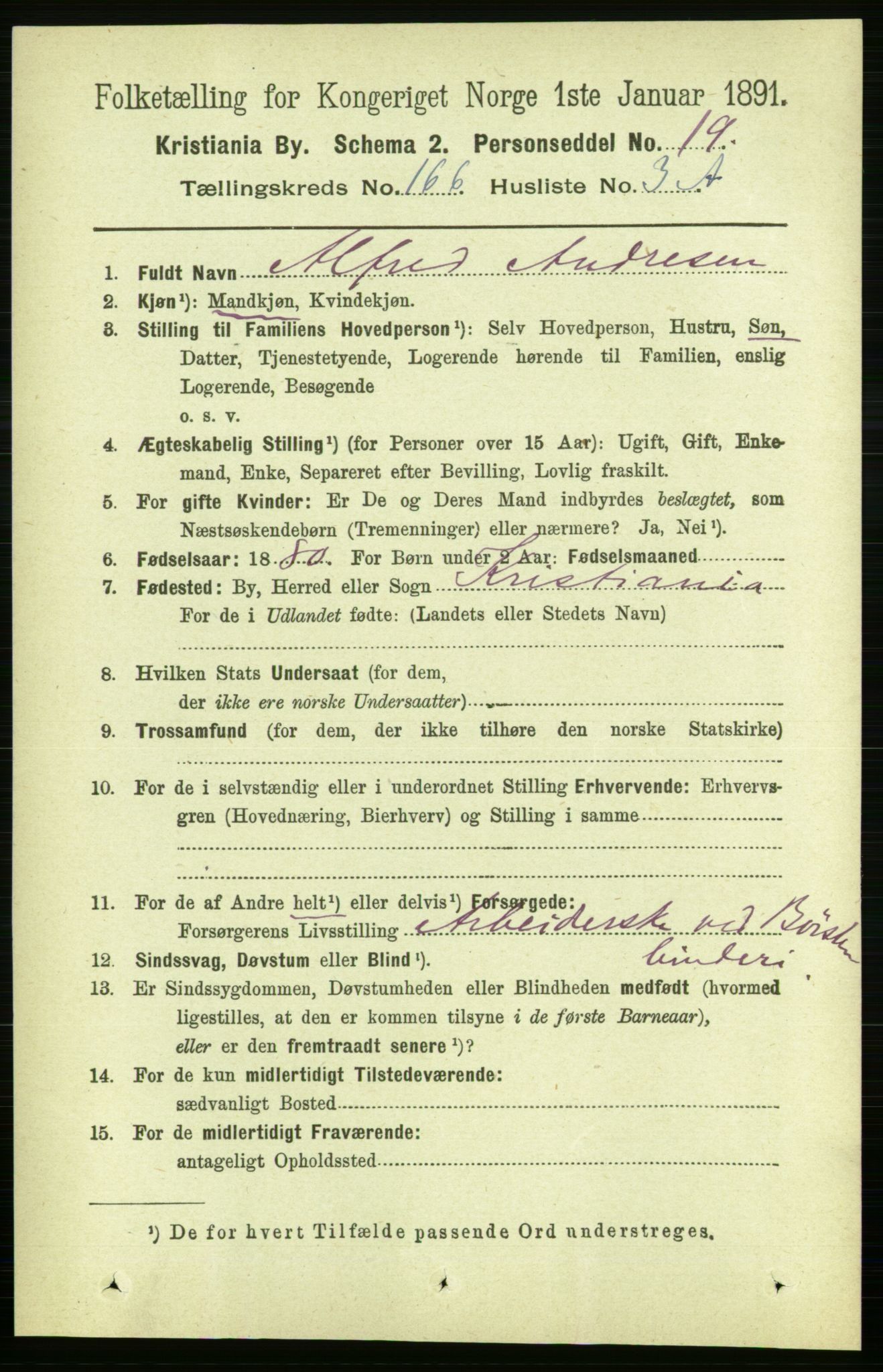 RA, 1891 census for 0301 Kristiania, 1891, p. 96346