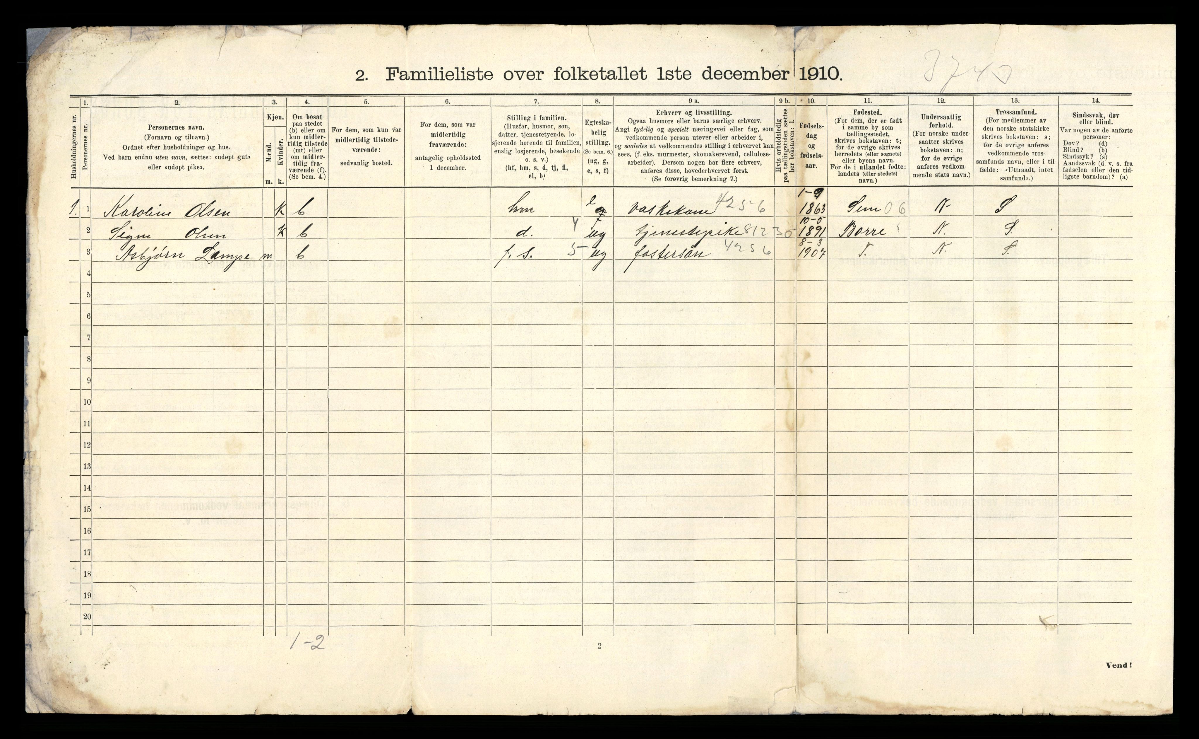 RA, 1910 census for Tønsberg, 1910, p. 2412