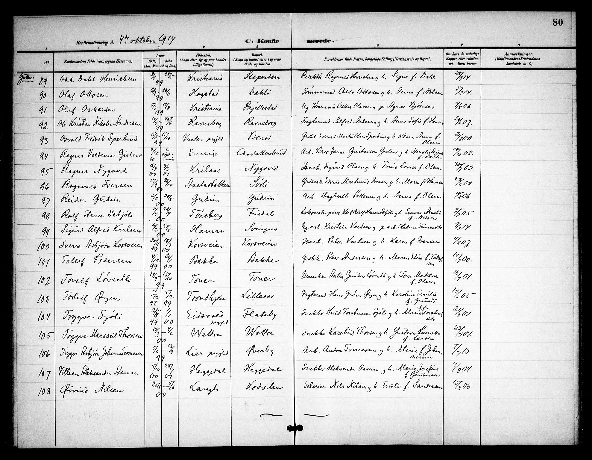 Asker prestekontor Kirkebøker, AV/SAO-A-10256a/F/Fa/L0016: Parish register (official) no. I 16, 1900-1917, p. 80