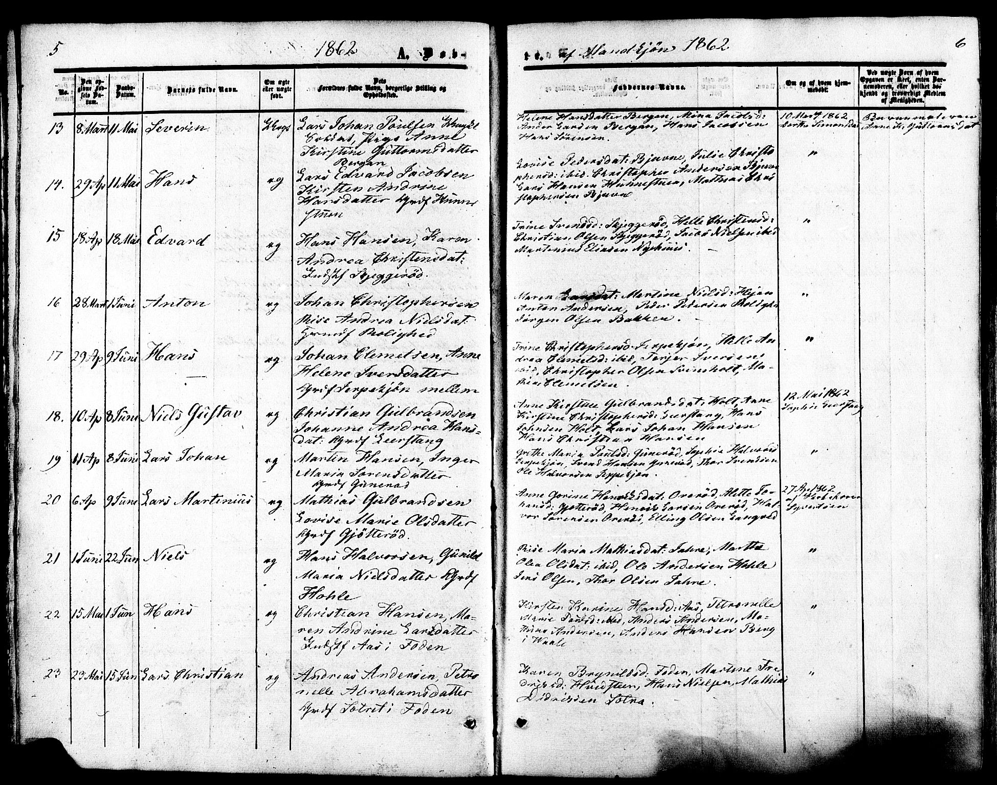 Ramnes kirkebøker, SAKO/A-314/F/Fa/L0006: Parish register (official) no. I 6, 1862-1877, p. 5-6