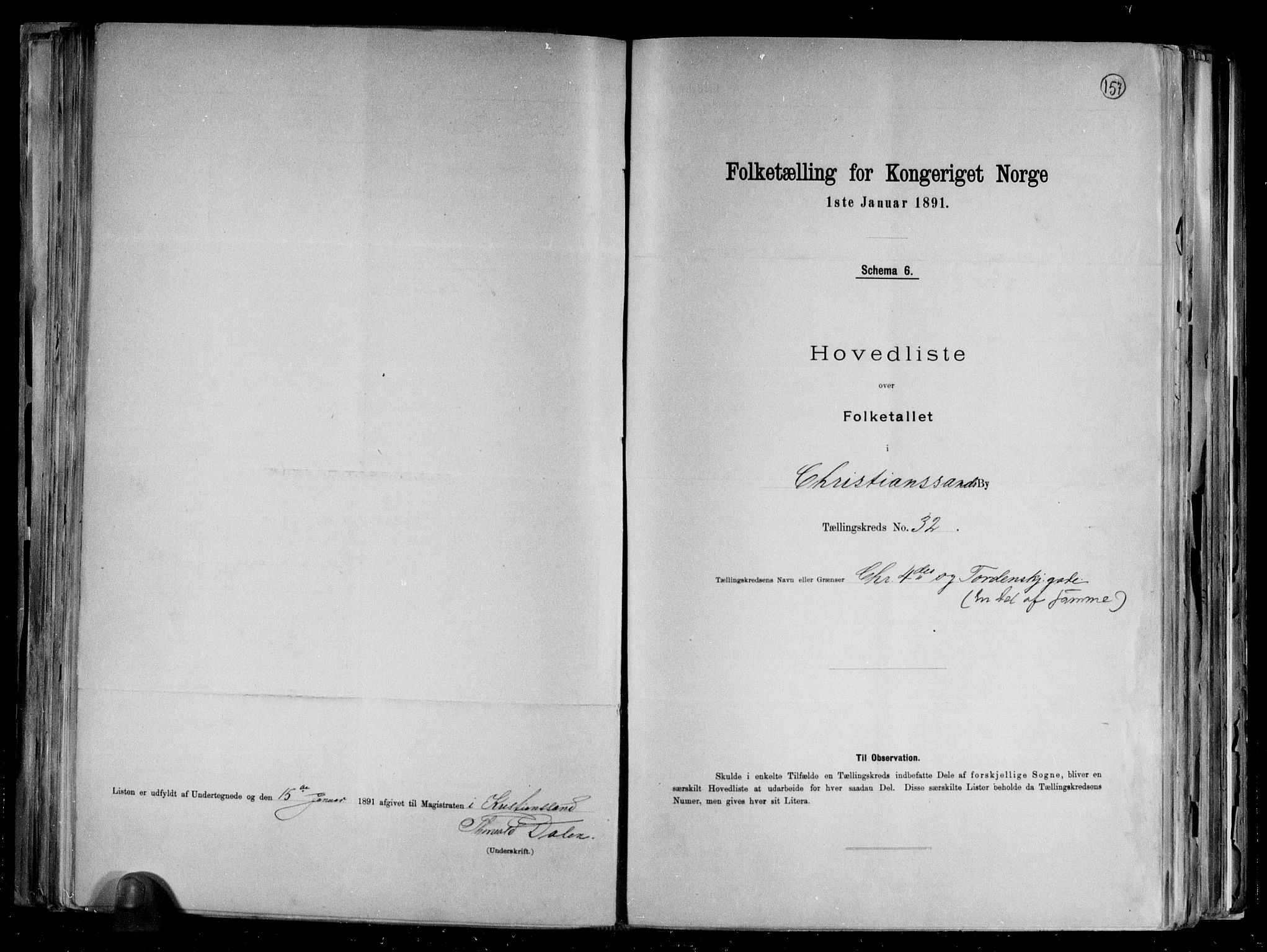 RA, 1891 census for 1001 Kristiansand, 1891, p. 67