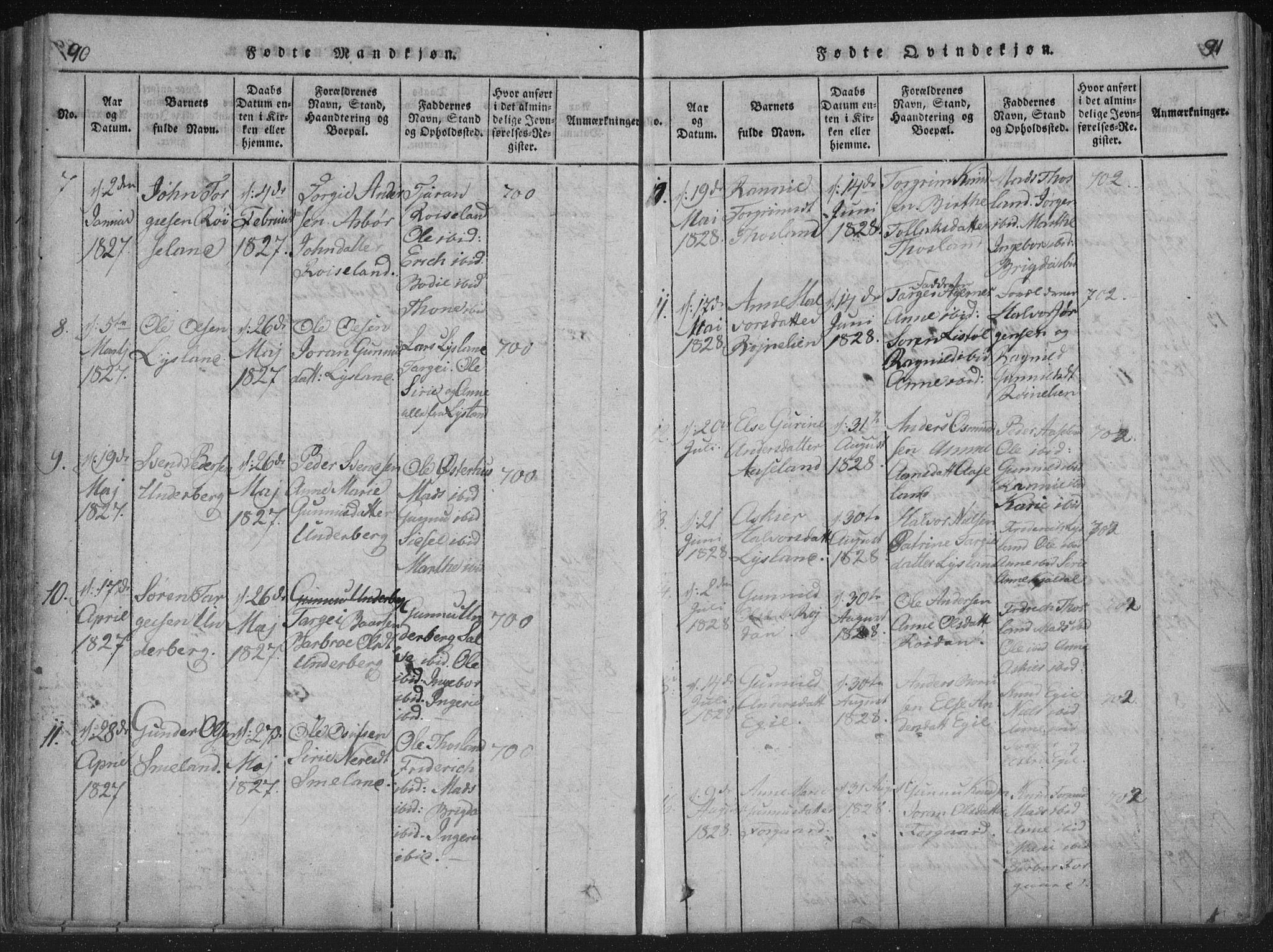 Åseral sokneprestkontor, SAK/1111-0051/F/Fa/L0001: Parish register (official) no. A 1, 1815-1853, p. 90-91