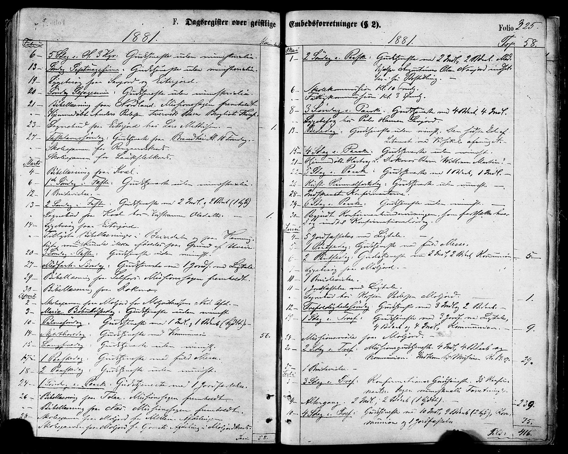 Ministerialprotokoller, klokkerbøker og fødselsregistre - Nordland, SAT/A-1459/846/L0645: Parish register (official) no. 846A03, 1872-1886, p. 325
