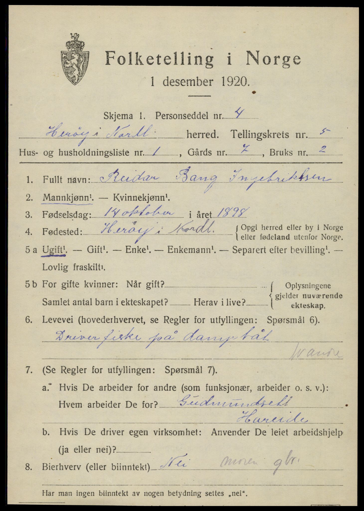 SAT, 1920 census for Herøy, 1920, p. 3440