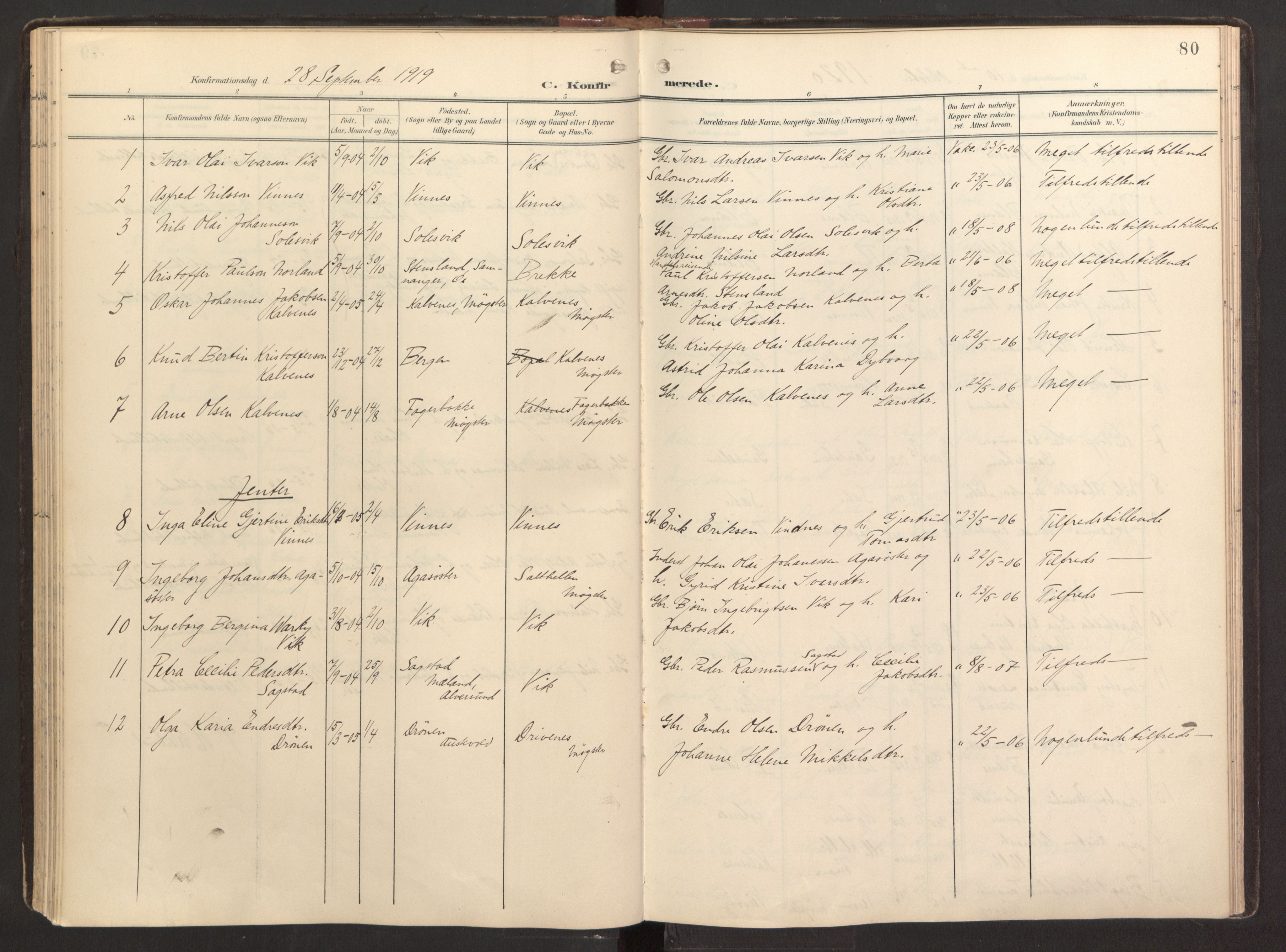Fitjar sokneprestembete, SAB/A-99926: Parish register (official) no. B 1, 1900-1926, p. 80