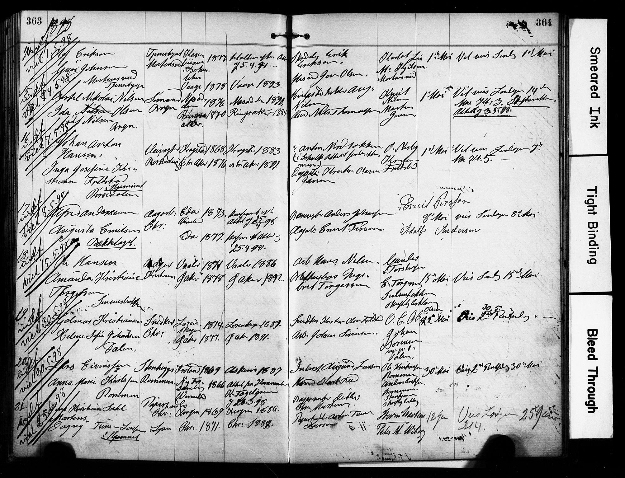 Østre Aker prestekontor Kirkebøker, AV/SAO-A-10840/H/Ha/L0004: Banns register no. I 4, 1878-1901, p. 363-364