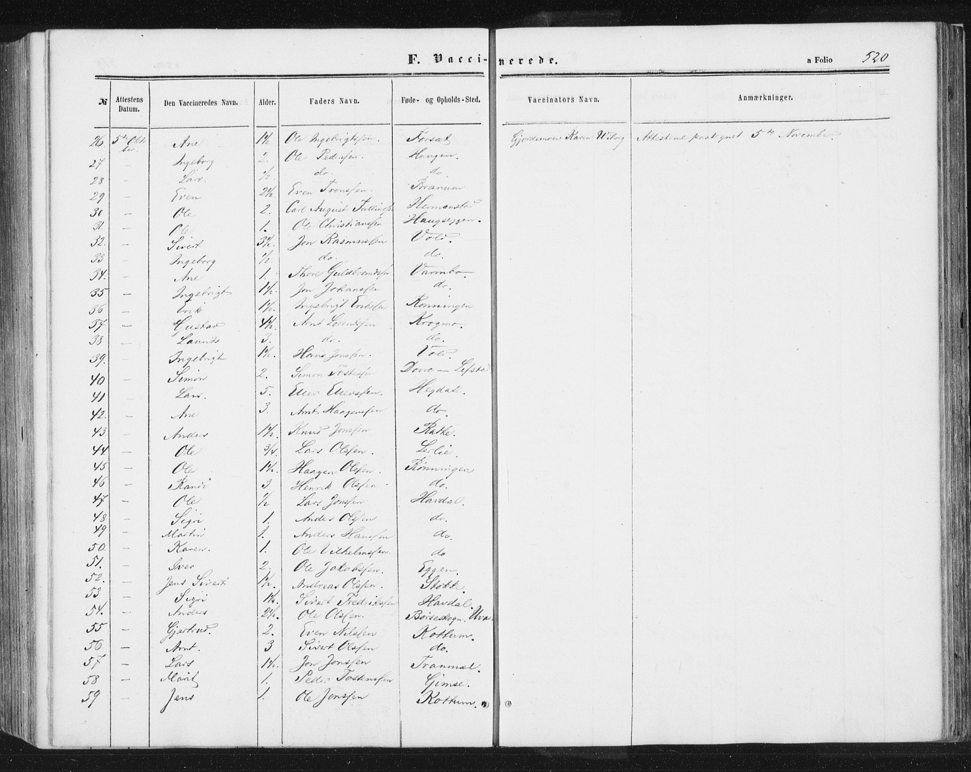 Ministerialprotokoller, klokkerbøker og fødselsregistre - Sør-Trøndelag, AV/SAT-A-1456/691/L1077: Parish register (official) no. 691A09, 1862-1873, p. 520