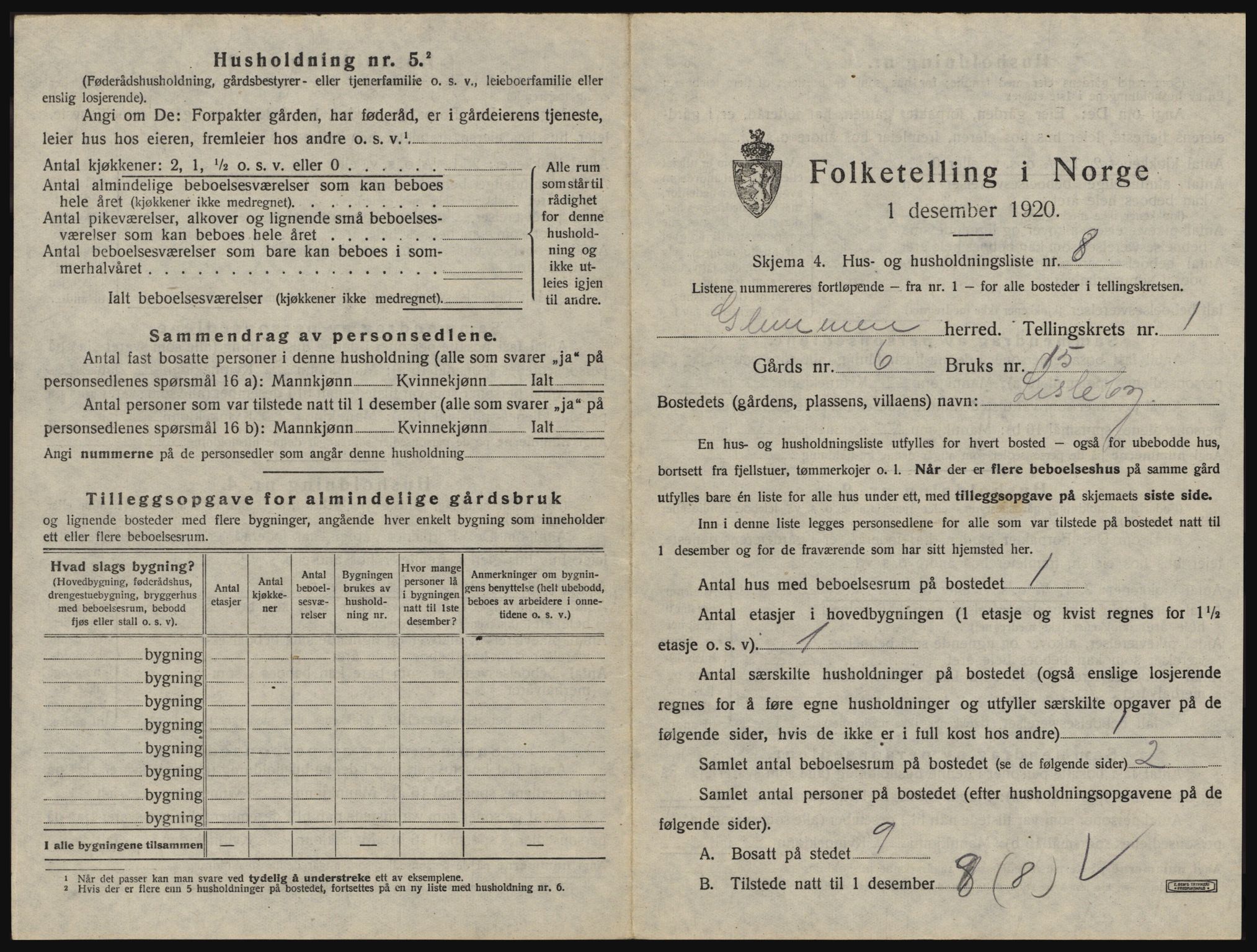 SAO, 1920 census for Glemmen, 1920, p. 73