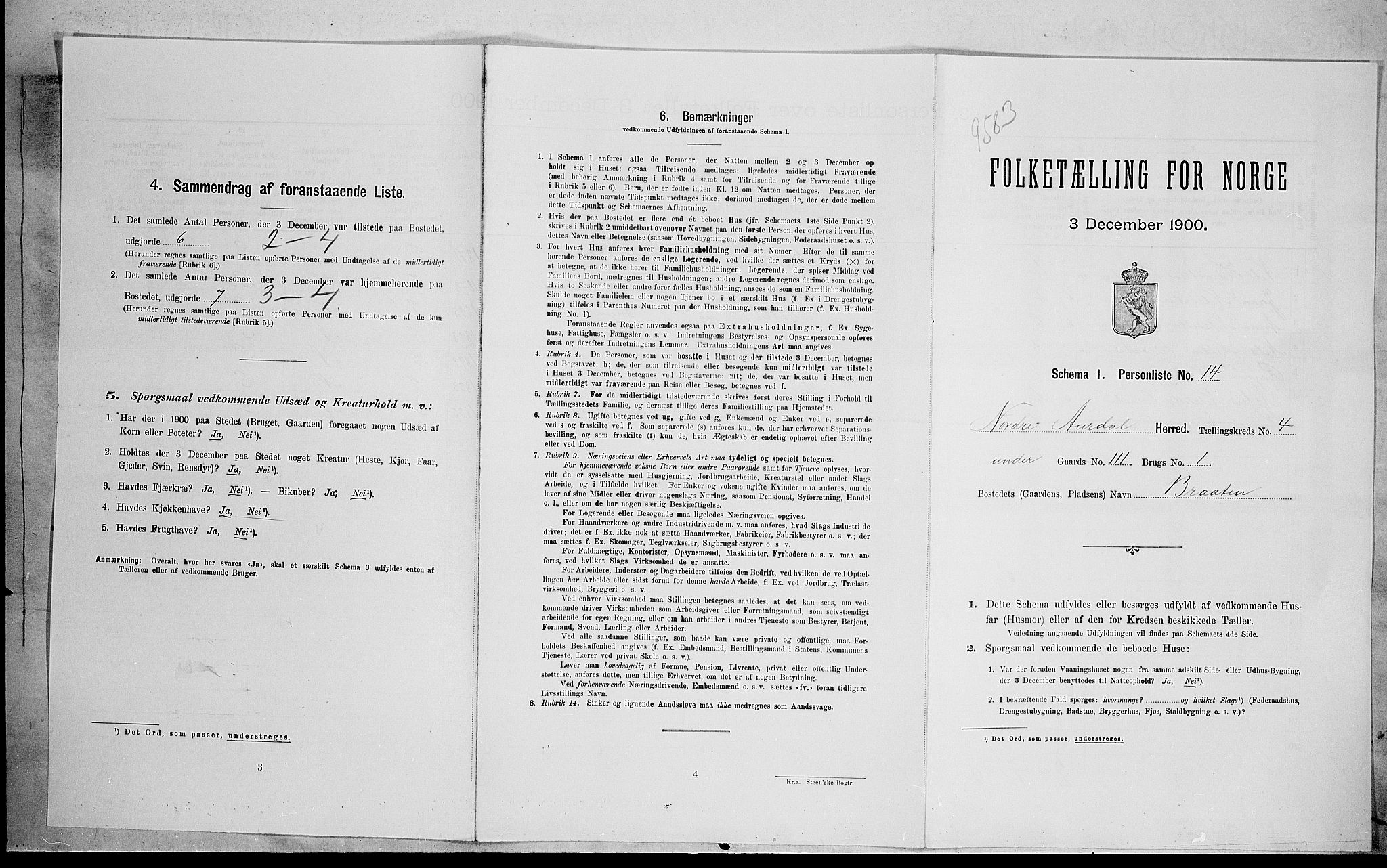 SAH, 1900 census for Nord-Aurdal, 1900, p. 509
