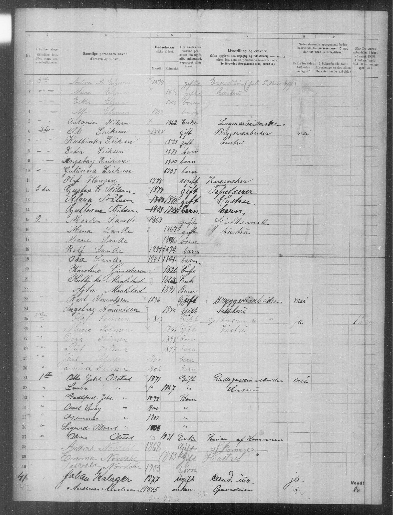 OBA, Municipal Census 1903 for Kristiania, 1903, p. 5110