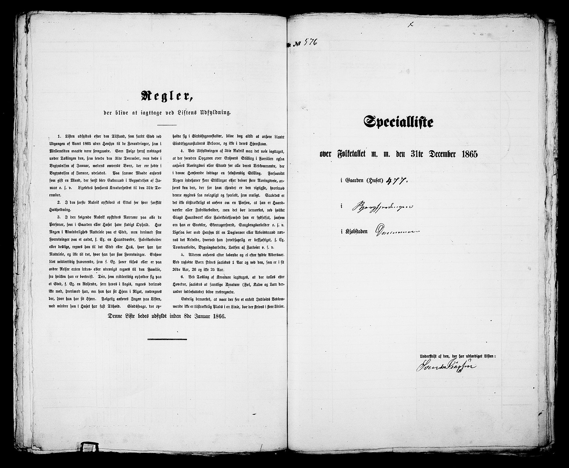 RA, 1865 census for Bragernes in Drammen, 1865, p. 1195