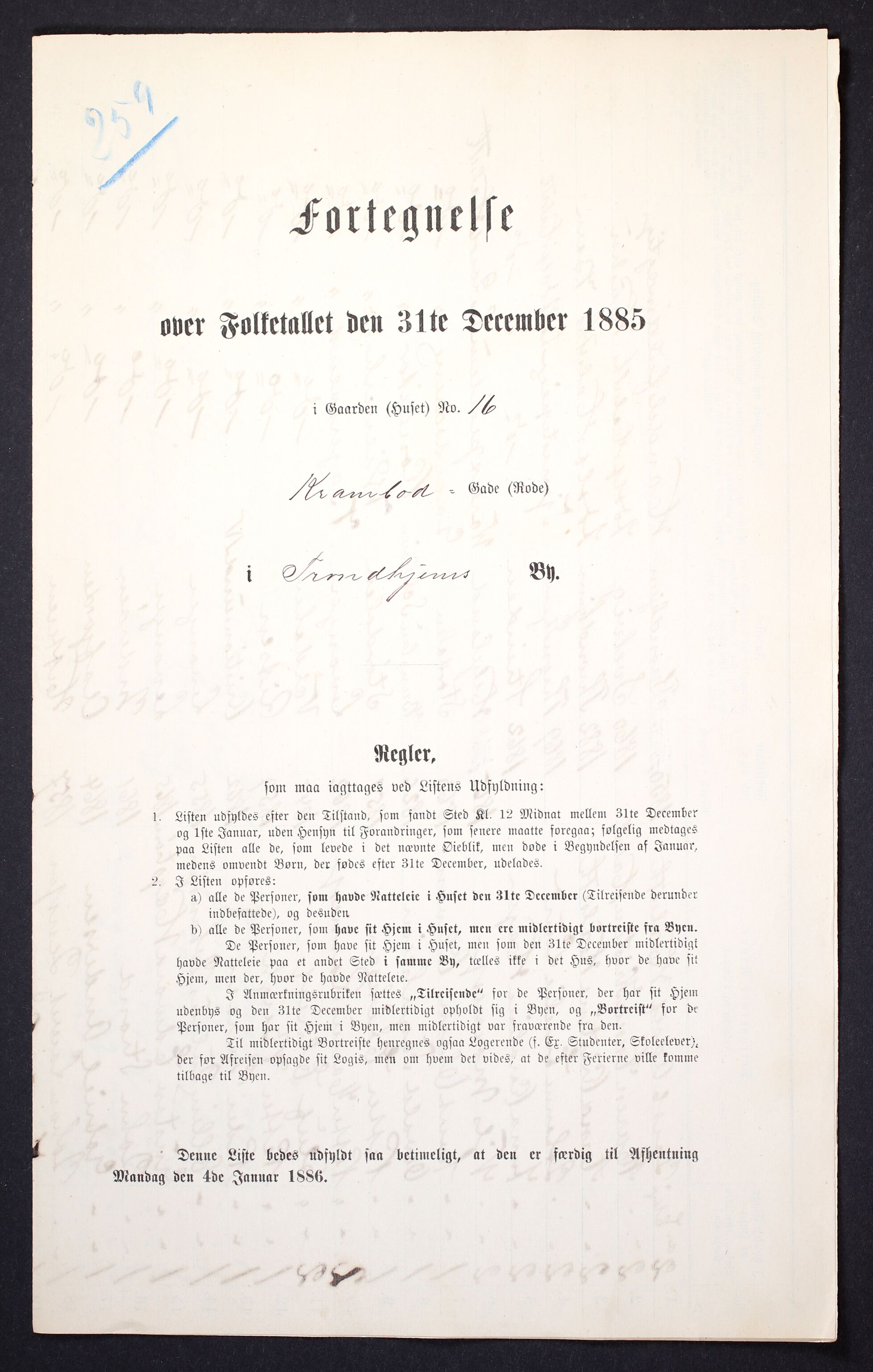 SAT, 1885 census for 1601 Trondheim, 1885, p. 1076