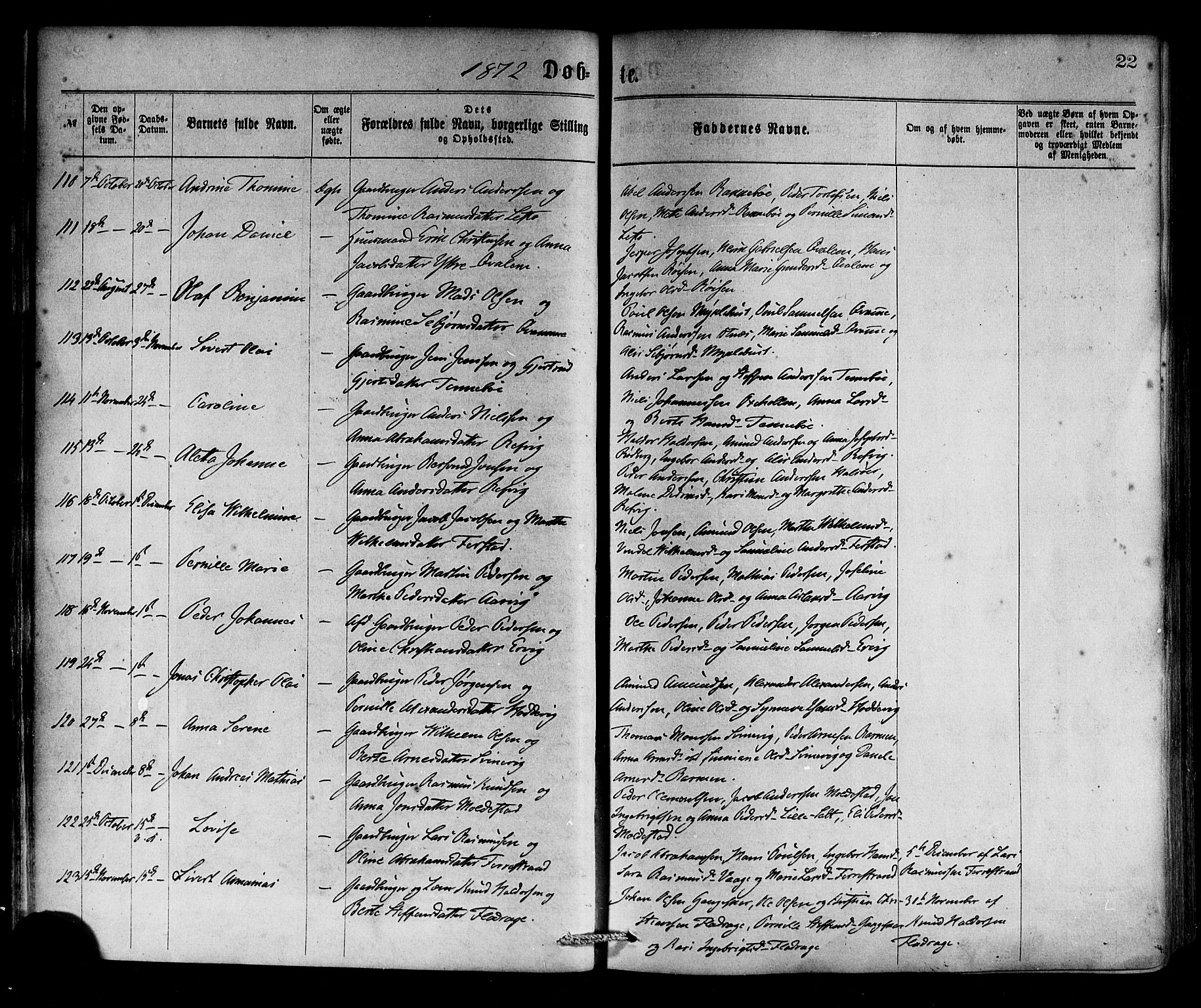 Selje sokneprestembete, SAB/A-99938/H/Ha/Haa/Haaa: Parish register (official) no. A 12, 1870-1880, p. 22