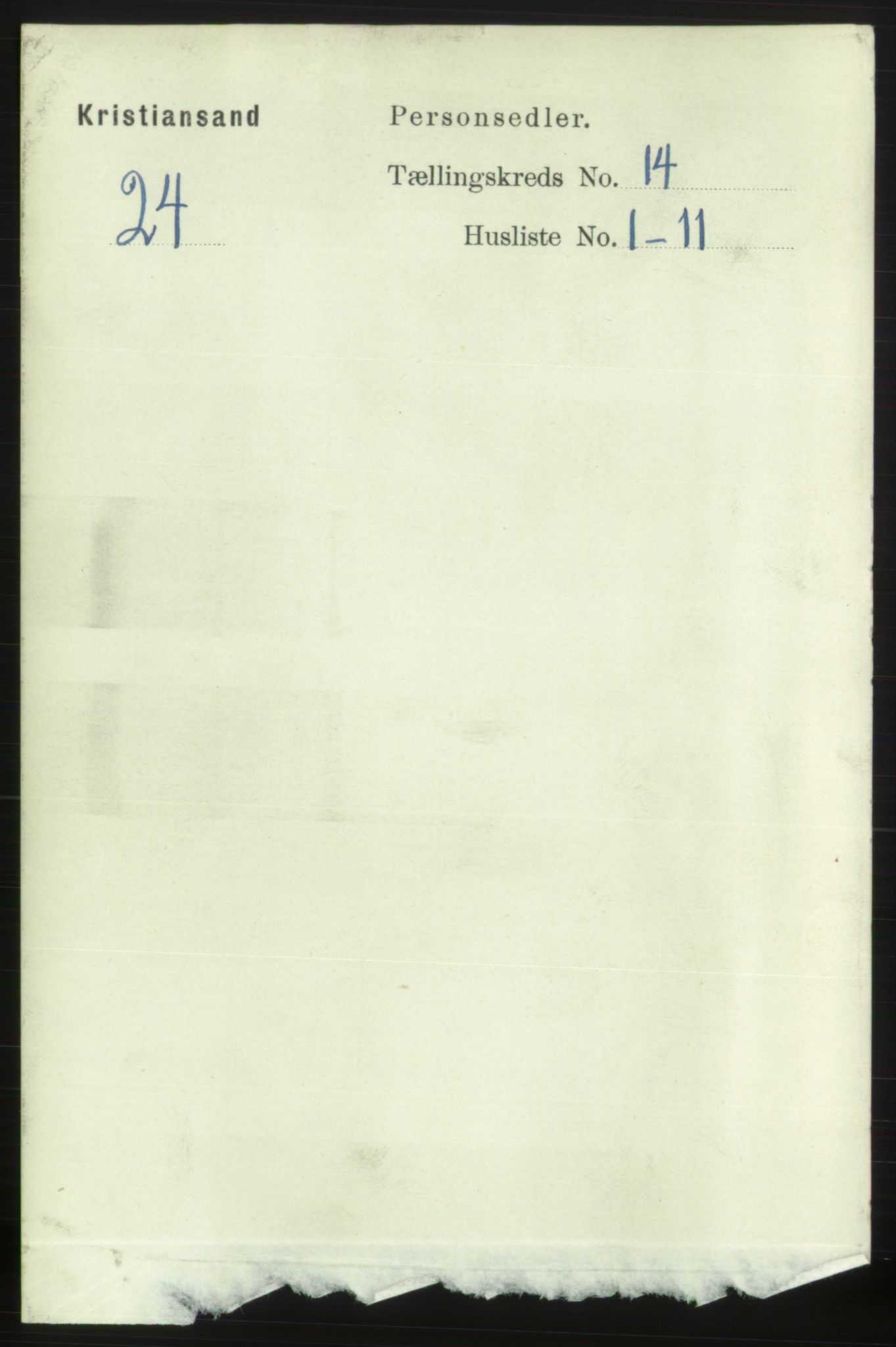 RA, 1891 census for 1001 Kristiansand, 1891, p. 6167