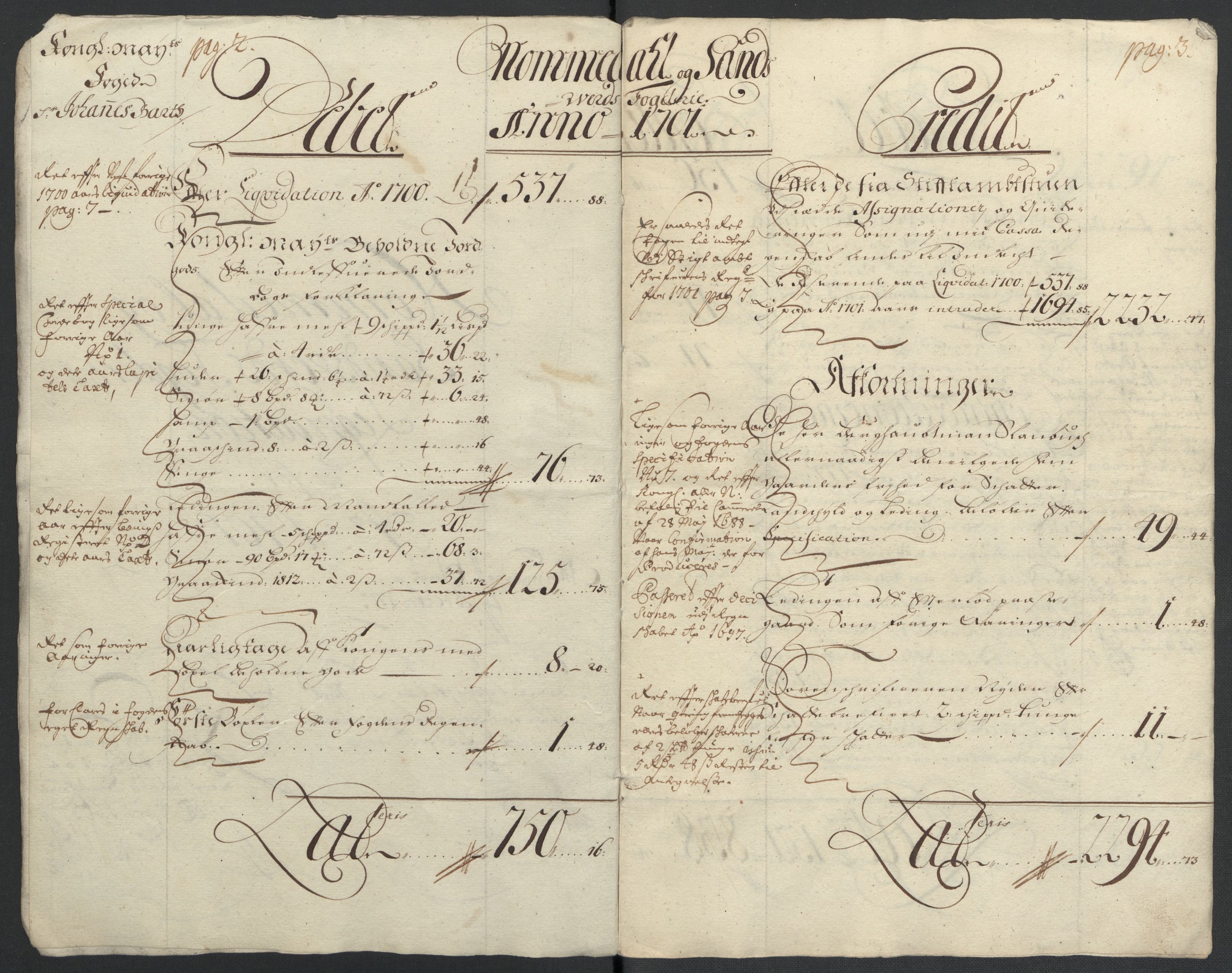 Rentekammeret inntil 1814, Reviderte regnskaper, Fogderegnskap, AV/RA-EA-4092/R24/L1579: Fogderegnskap Numedal og Sandsvær, 1701, p. 97