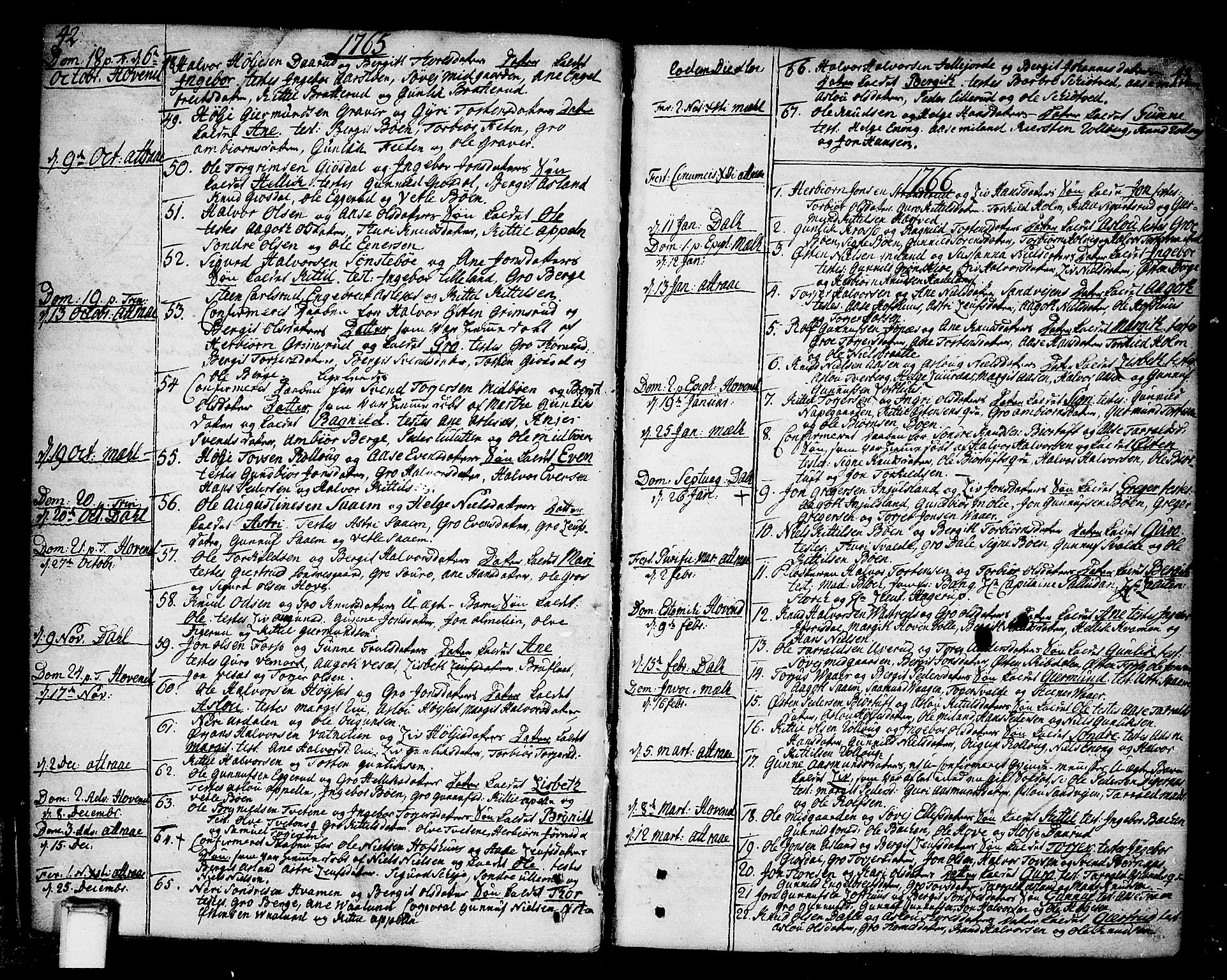 Tinn kirkebøker, SAKO/A-308/F/Fa/L0002: Parish register (official) no. I 2, 1757-1810, p. 42-43
