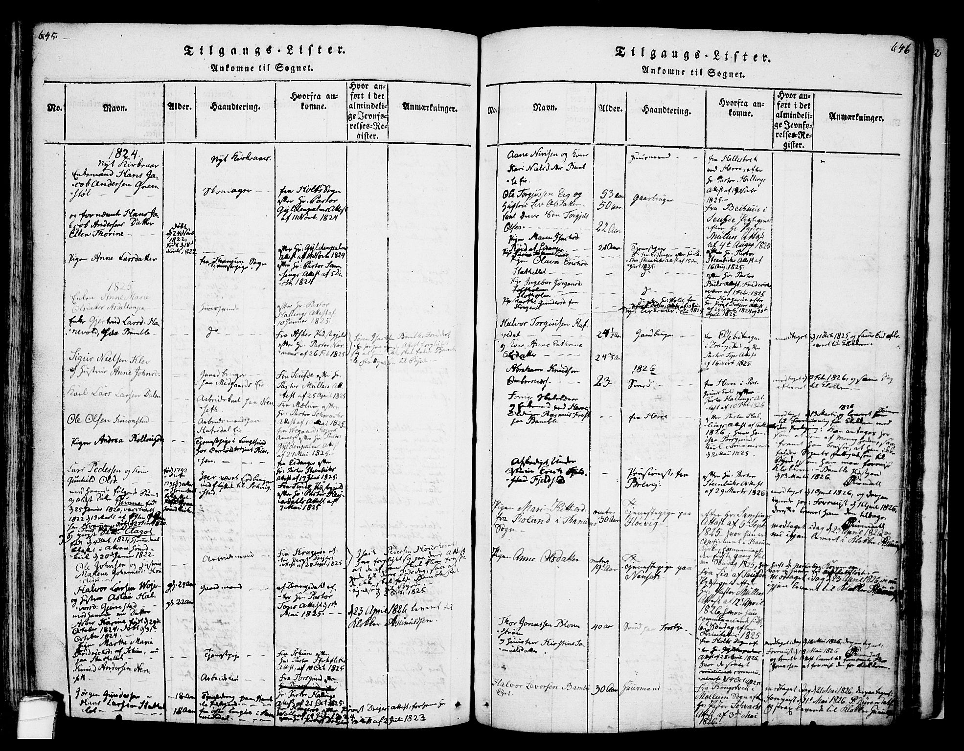 Bamble kirkebøker, AV/SAKO-A-253/F/Fa/L0003: Parish register (official) no. I 3 /1, 1814-1834, p. 645-646