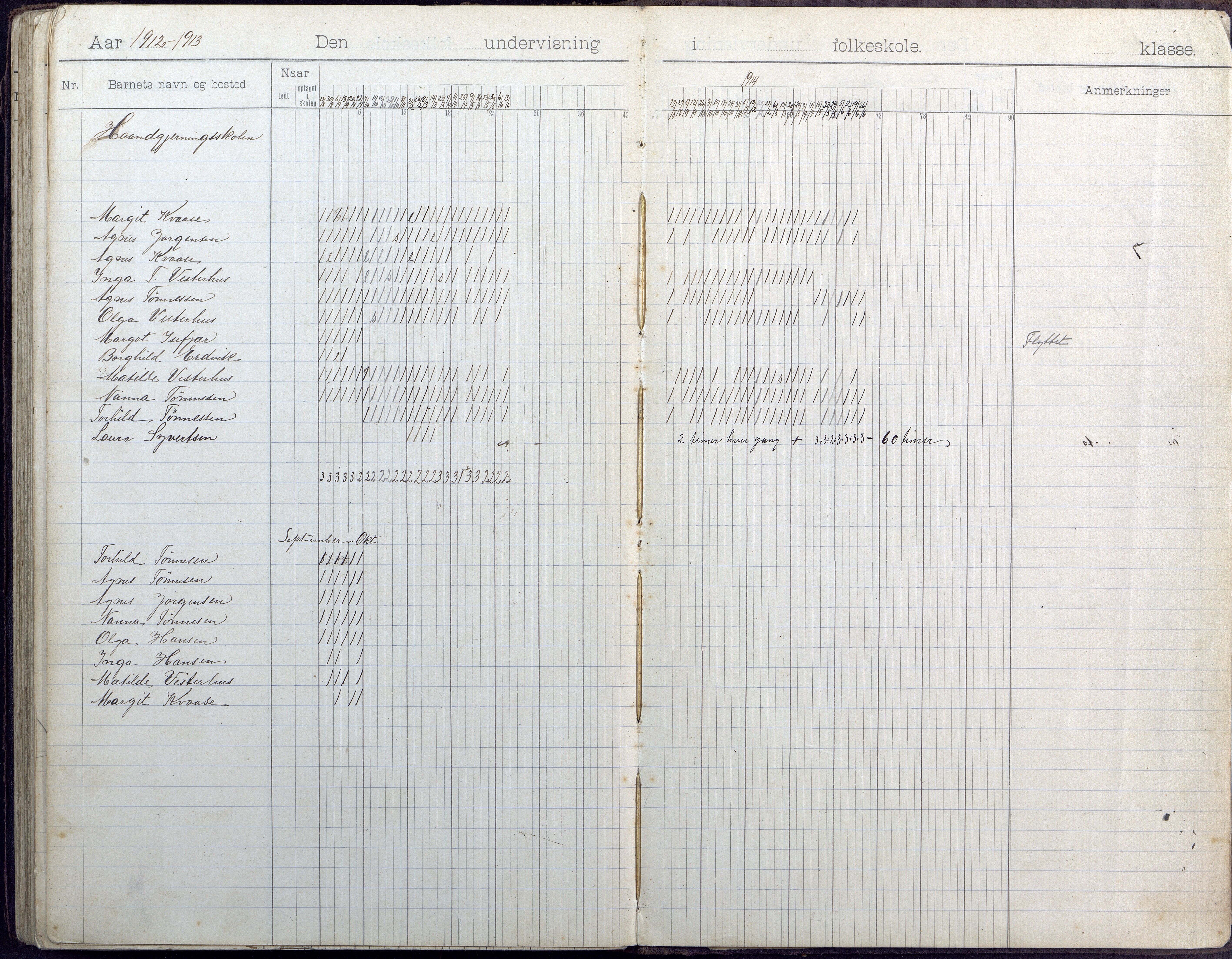 Høvåg kommune, AAKS/KA0927-PK/1/05/L0409: Dagbok, Kvåse folkeskole, 1908-1916