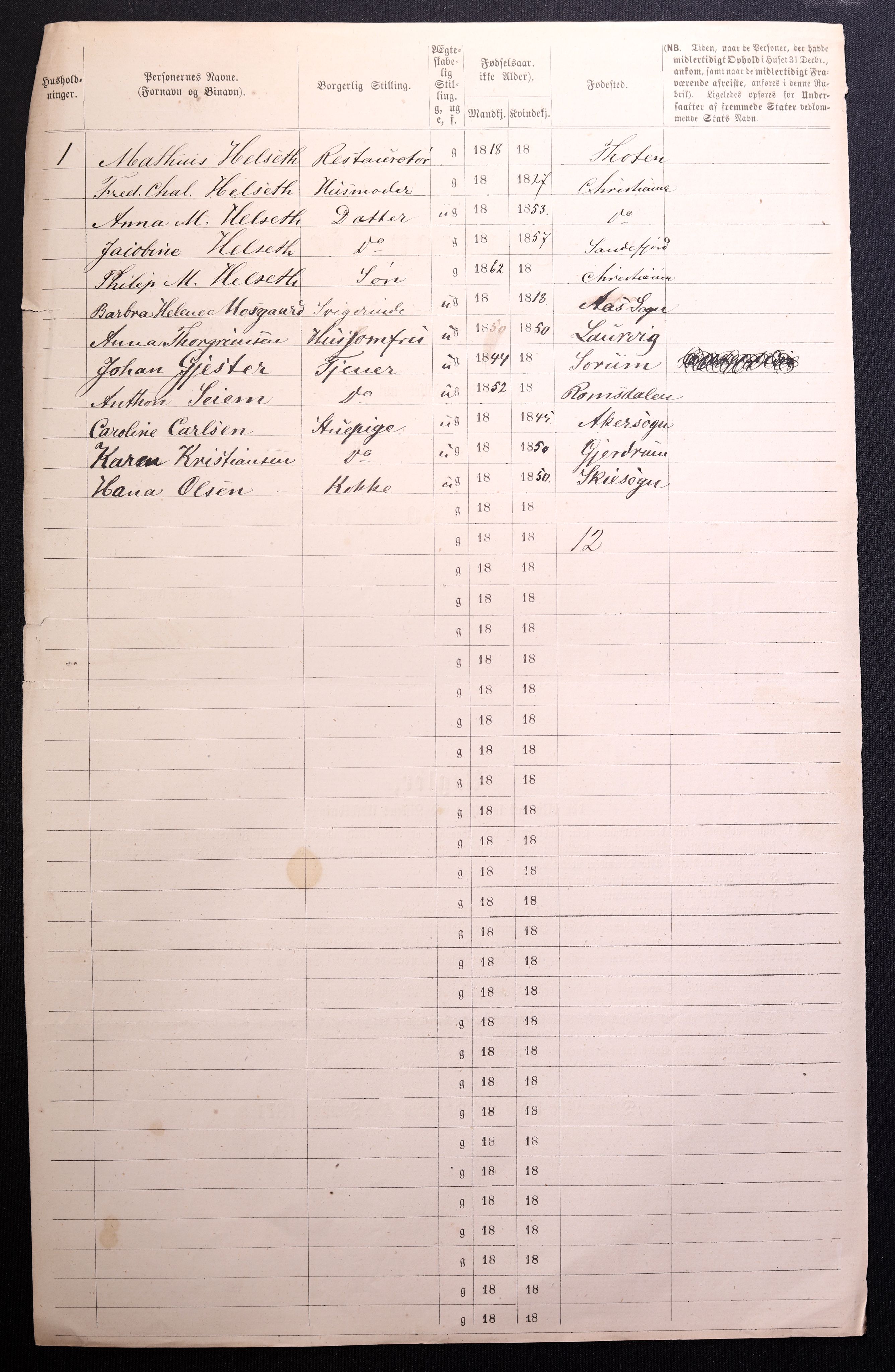 RA, 1870 census for 0301 Kristiania, 1870, p. 2473