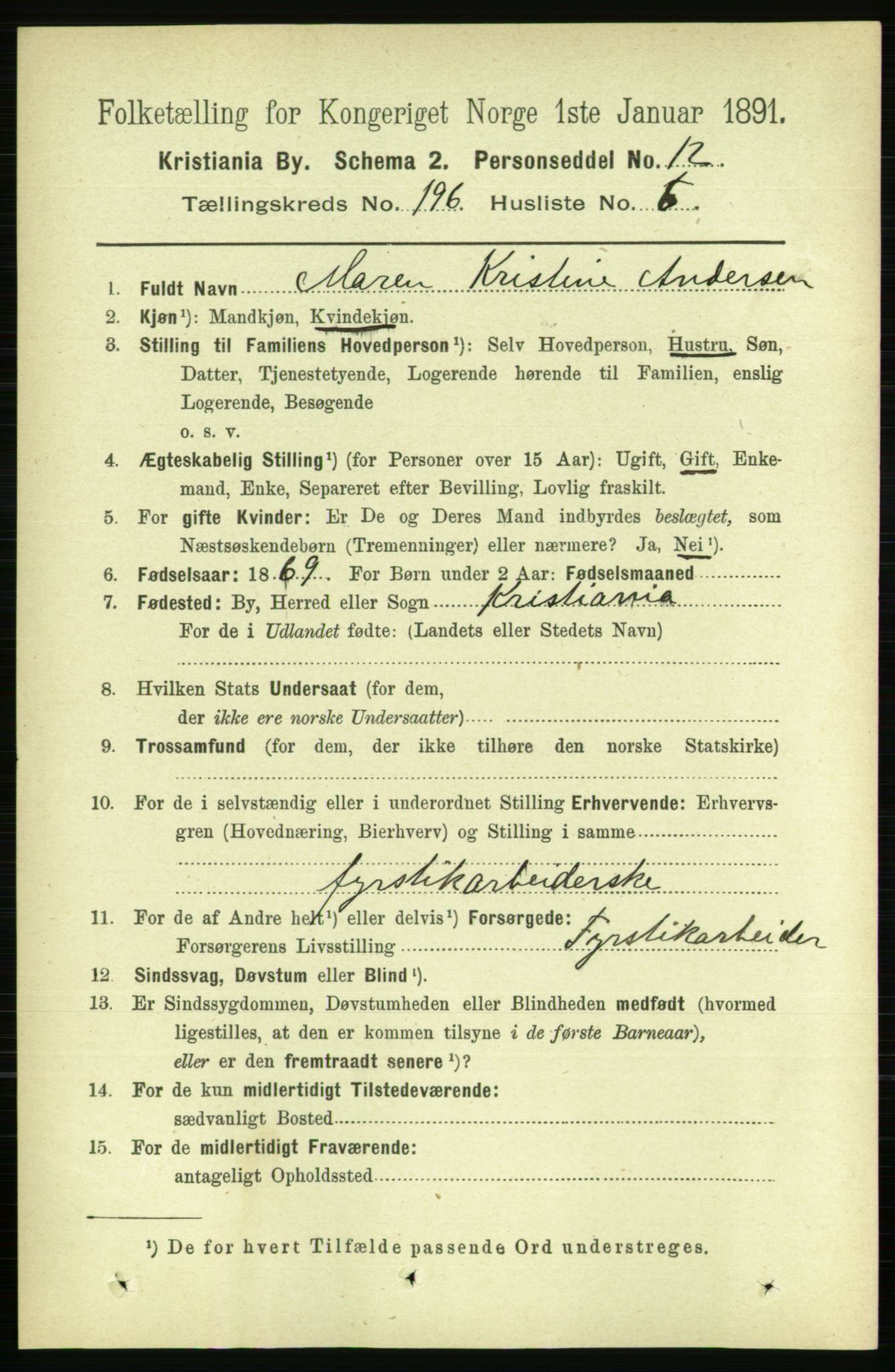 RA, 1891 census for 0301 Kristiania, 1891, p. 118391