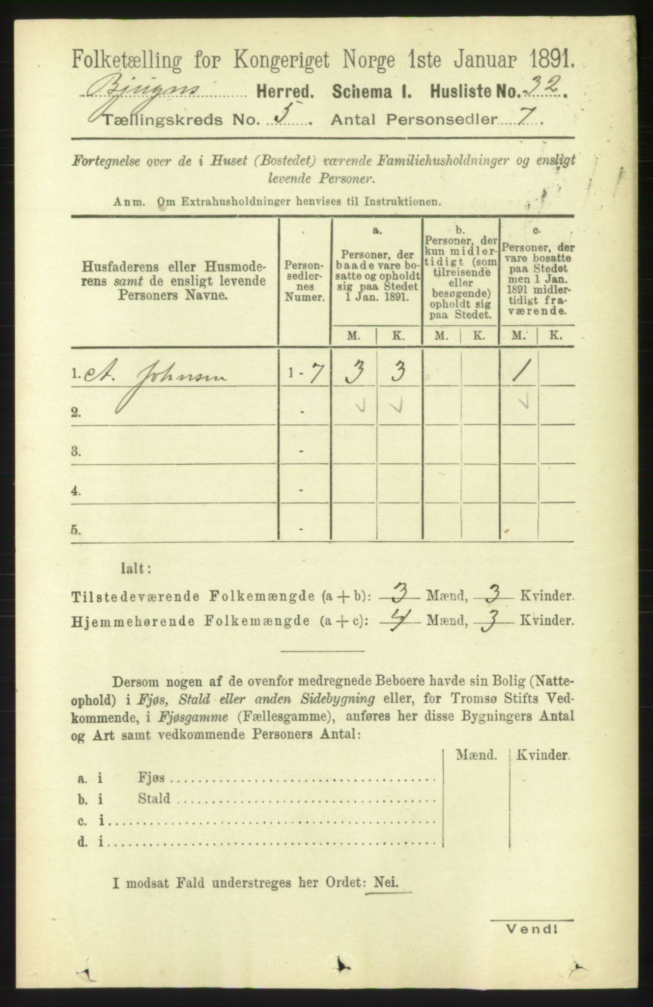 RA, 1891 census for 1627 Bjugn, 1891, p. 1350