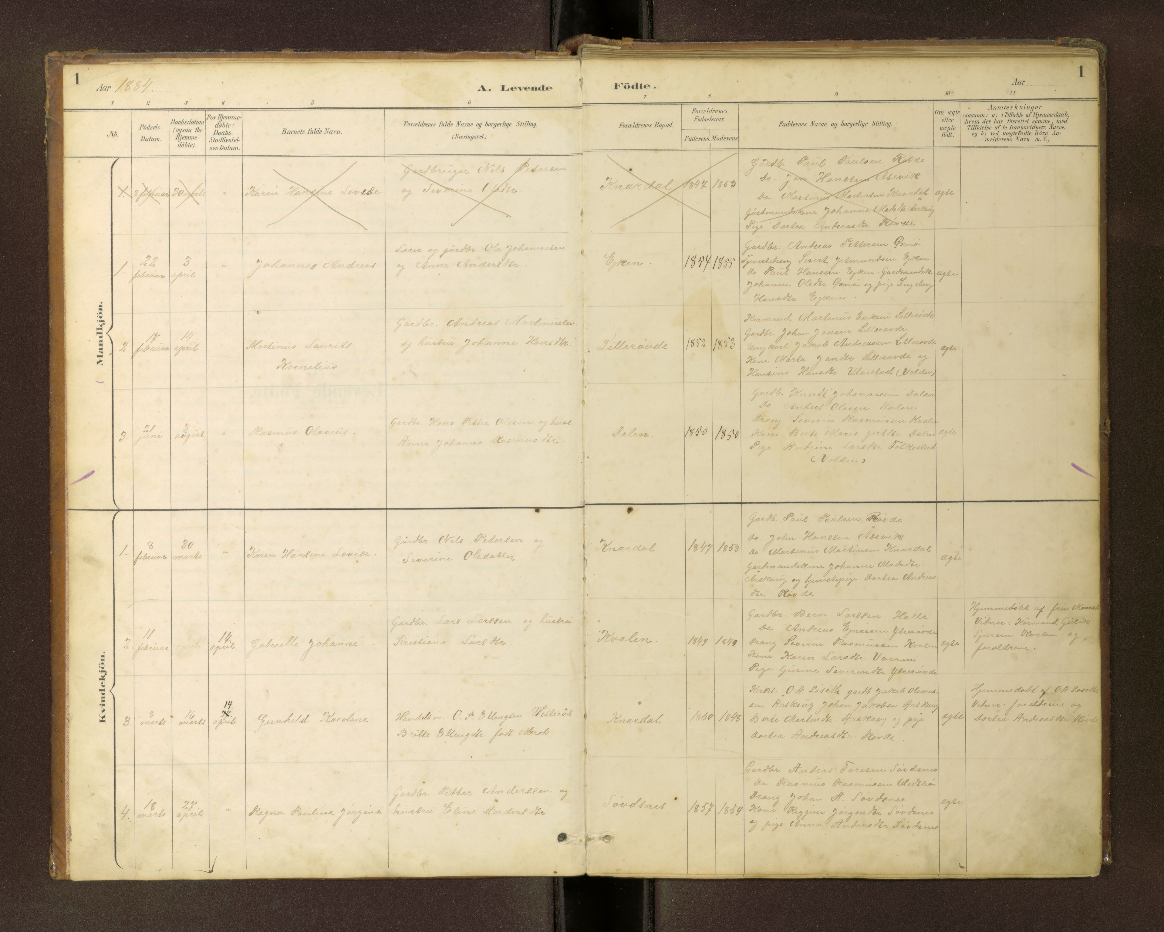Ministerialprotokoller, klokkerbøker og fødselsregistre - Møre og Romsdal, AV/SAT-A-1454/504/L0060: Parish register (copy) no. 504C02, 1884-1903, p. 1