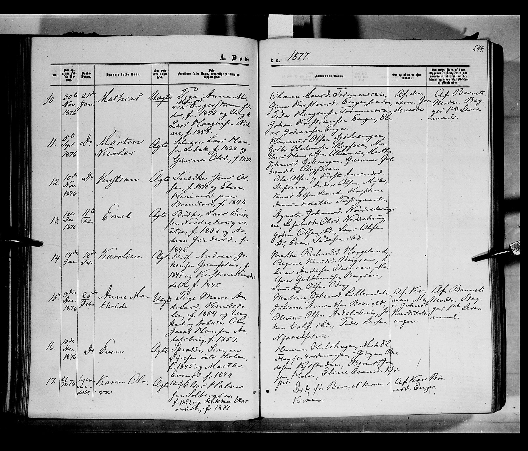 Løten prestekontor, AV/SAH-PREST-022/K/Ka/L0008: Parish register (official) no. 8, 1860-1877, p. 244
